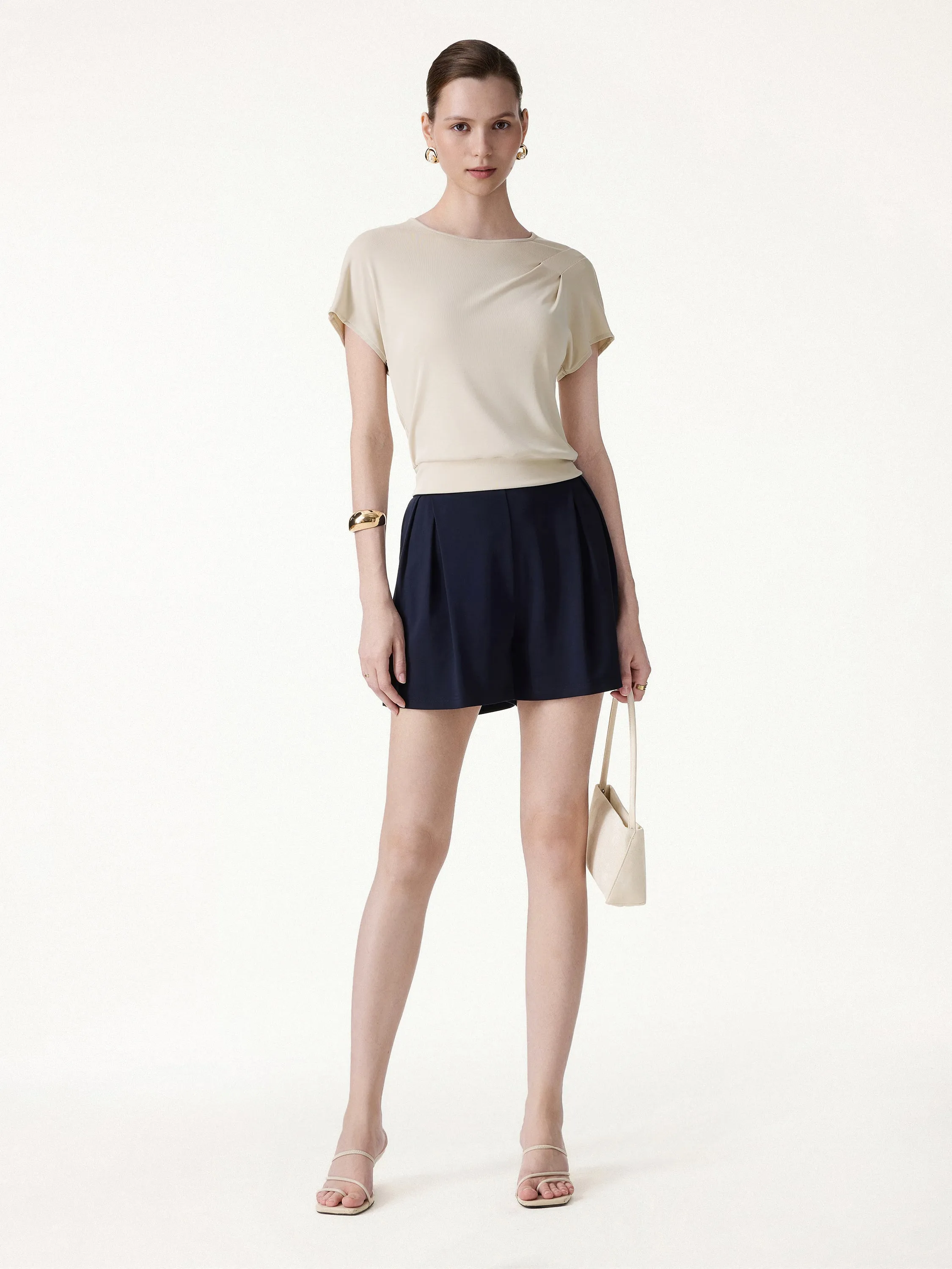 Sandwashed Relaxed Round Neck Cap Sleeve Tee sold by OGLmove product image thumbnail 3
