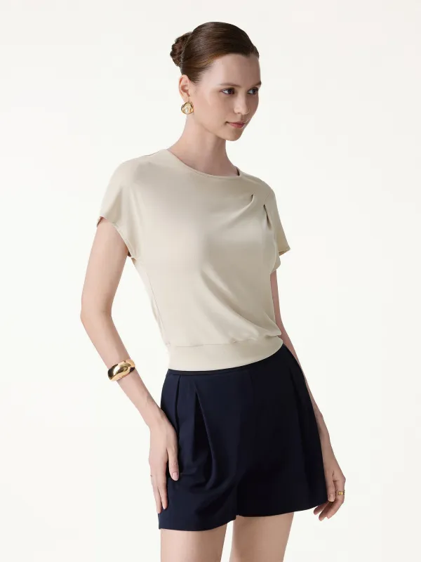 Sandwashed Relaxed Round Neck Cap Sleeve Tee made by OGLmove