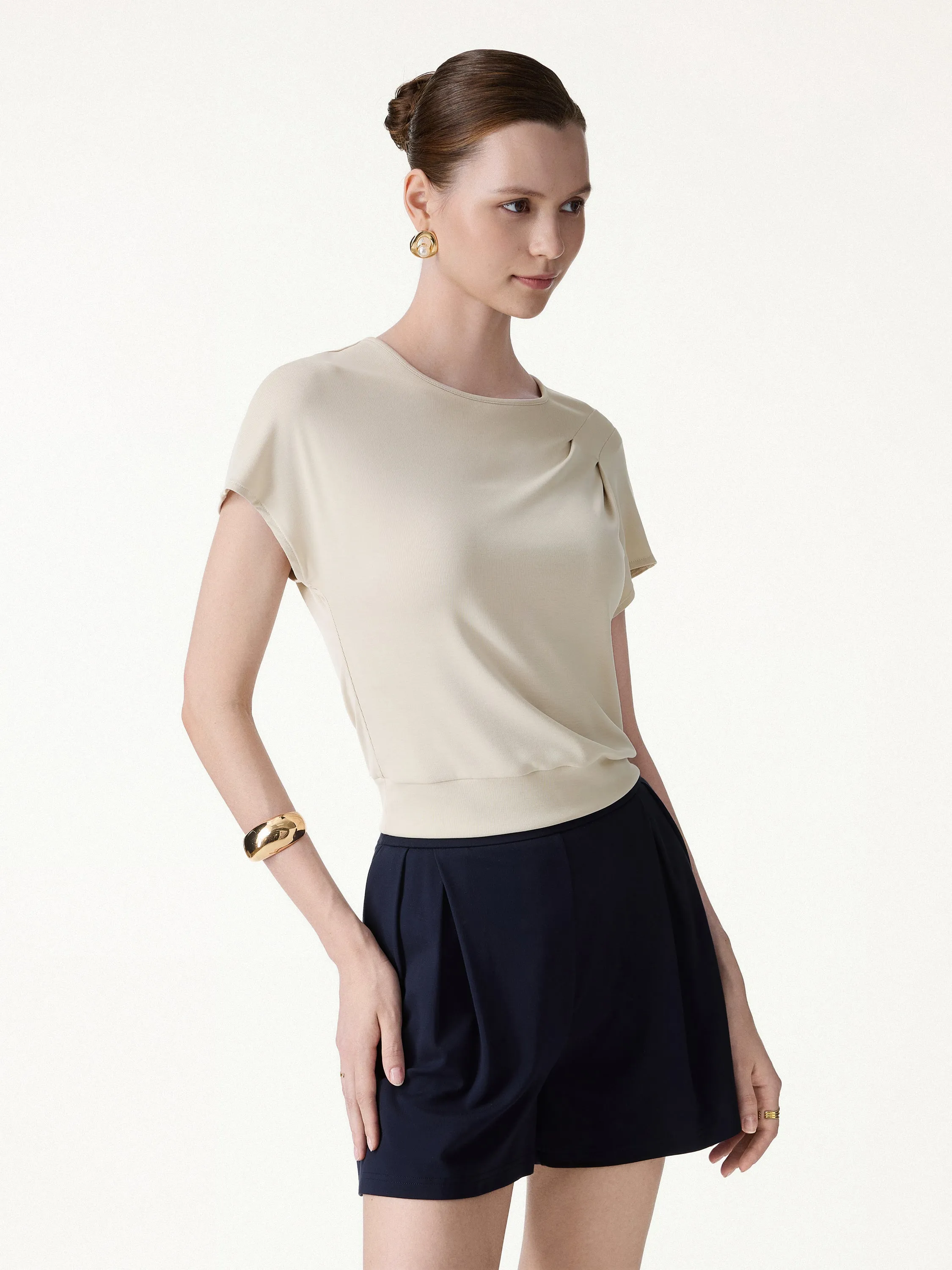 Sandwashed Relaxed Round Neck Cap Sleeve Tee sold by OGLmove