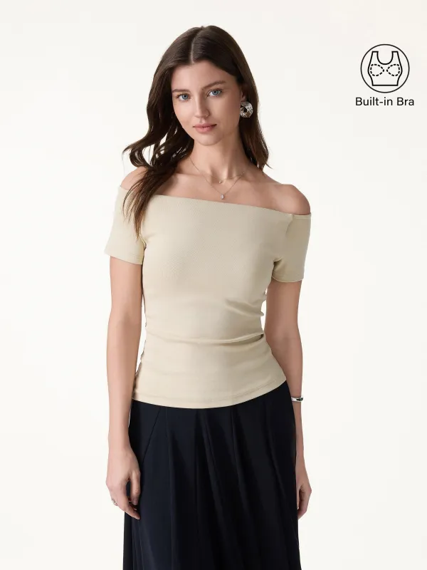 Cotton Lyocell Non-Slip Off-the-Shoulder Bra Top made by OGLmove