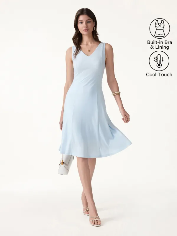 Stretch Ponte V-Neck A-Line Midi Bra Dress made by OGLmove
