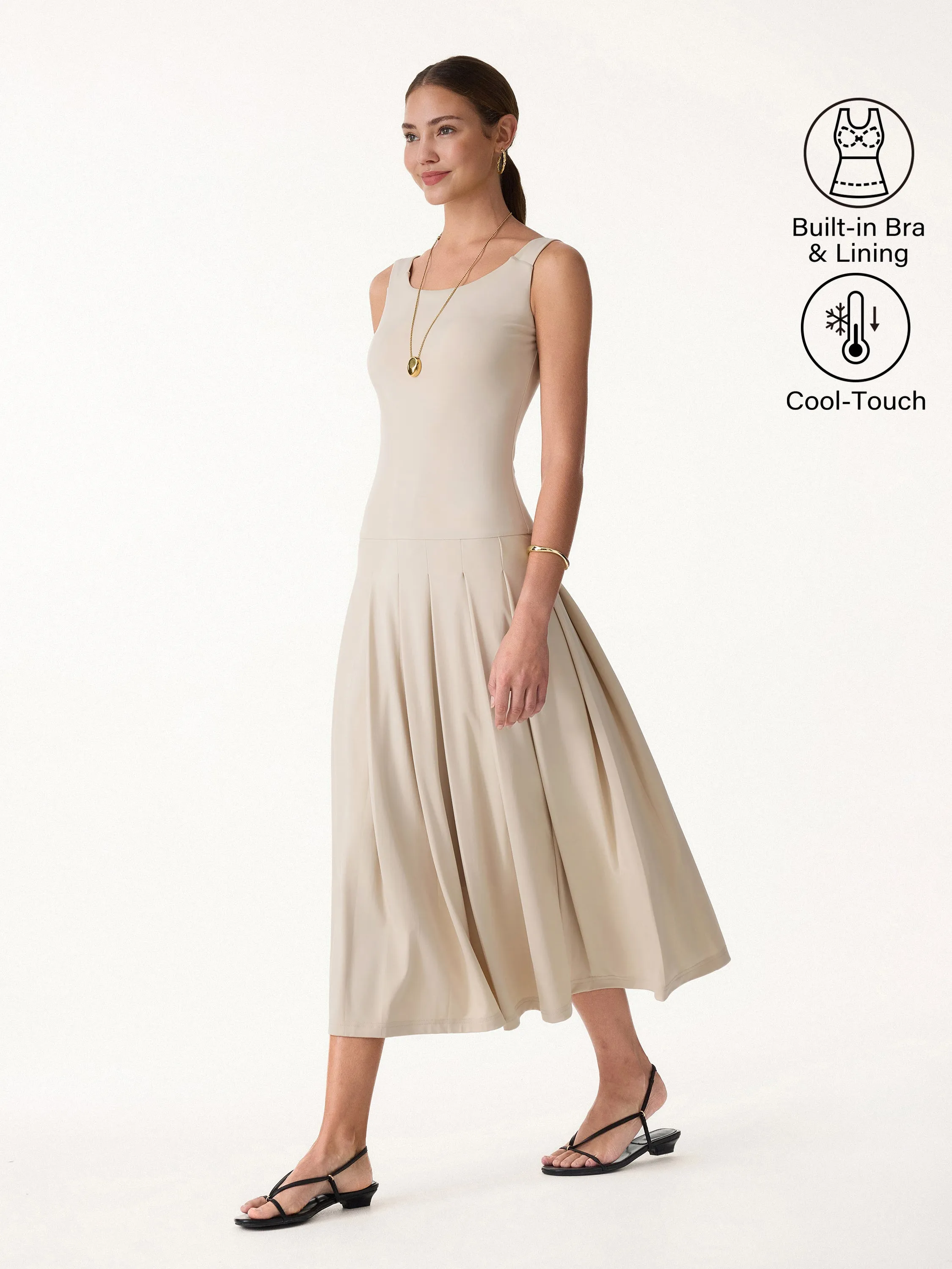 CoolTouch Multi-Wear Pleated Midi Bra Dress sold by OGLmove