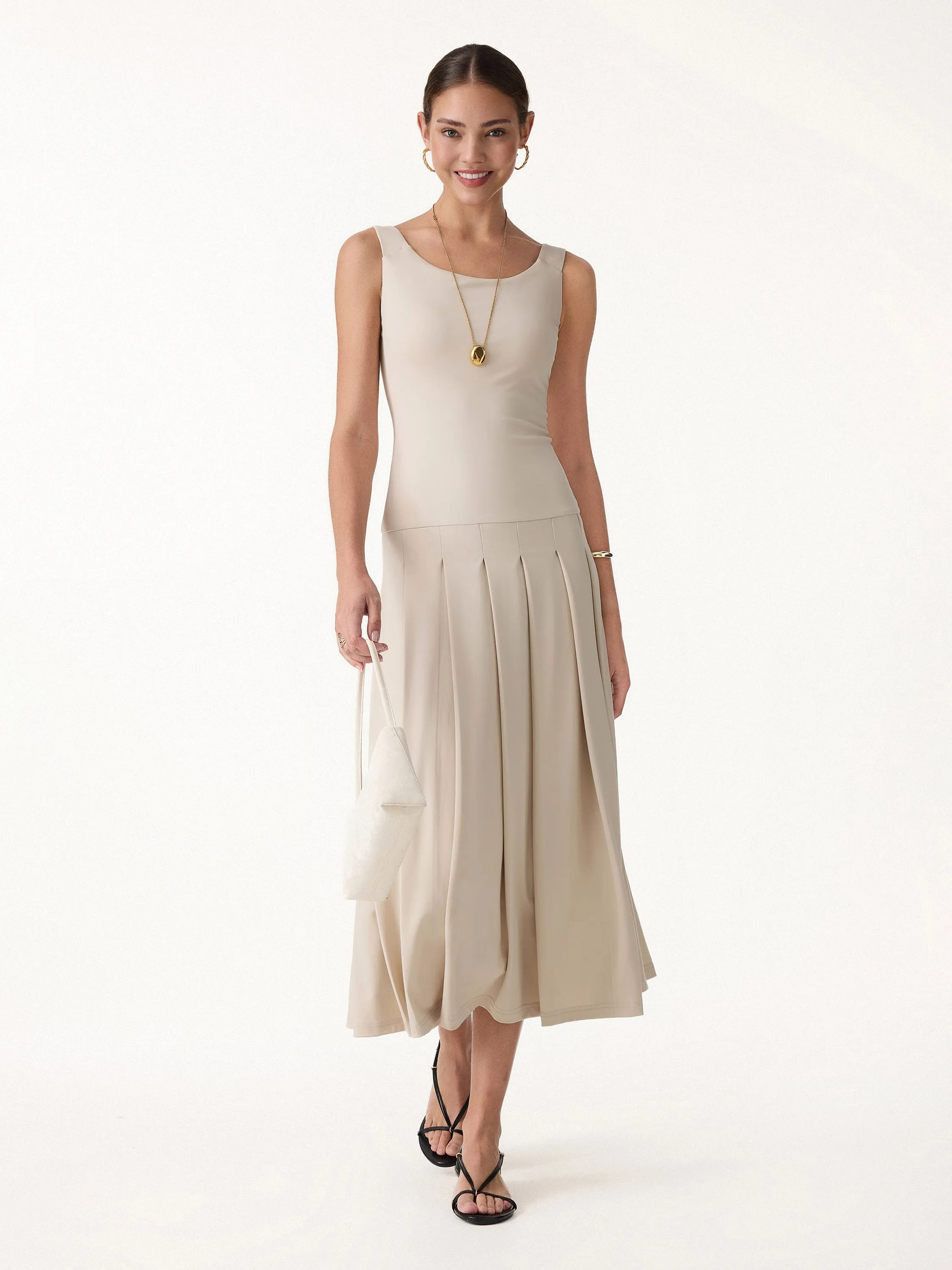 CoolTouch Multi-Wear Pleated Midi Bra Dress sold by OGLmove product image thumbnail 4