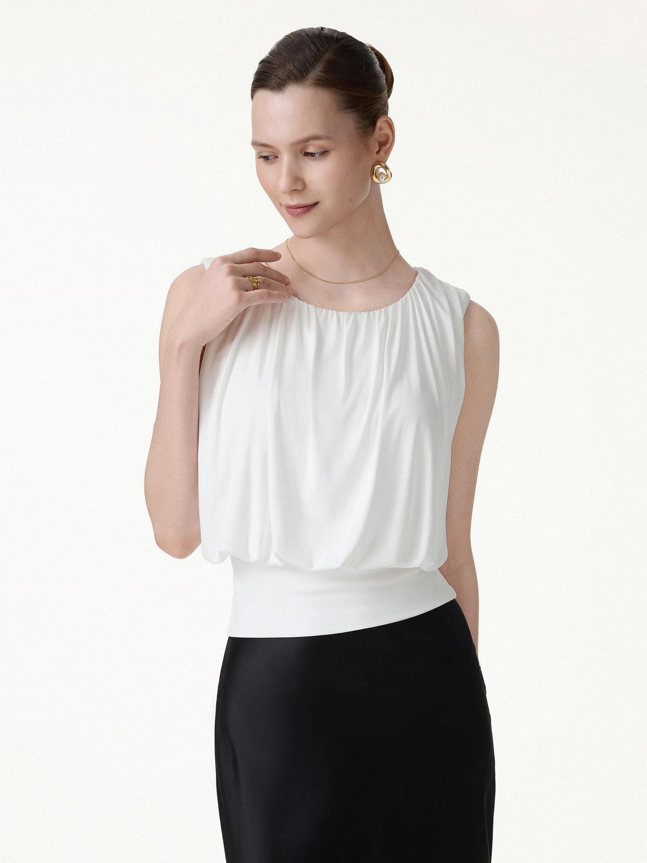 Round Neck Gathered Sleeveless Bra Top sold by OGLmove product image thumbnail 5