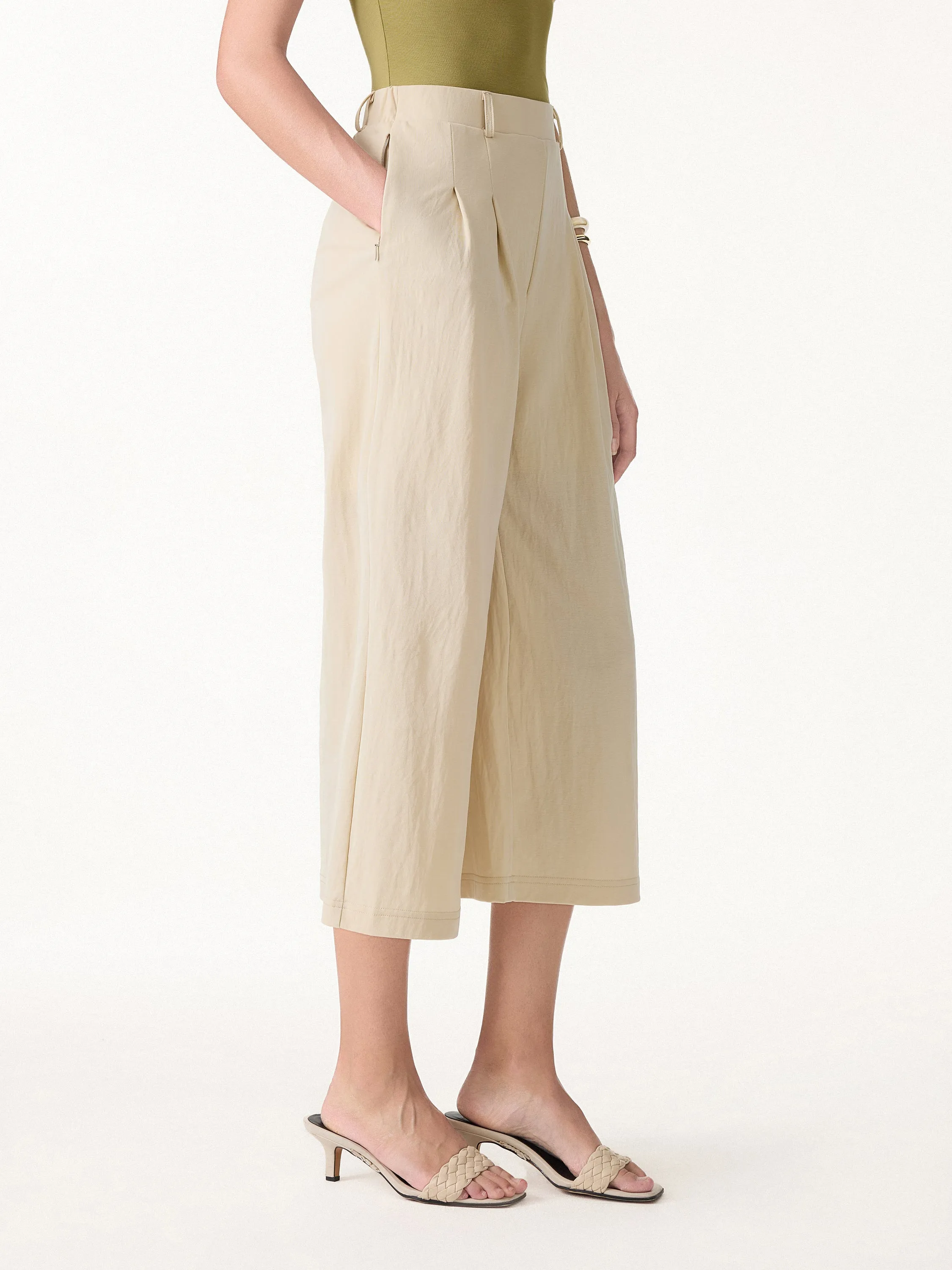 Wrinkle-Resistant Linen-Like Cropped Wide Leg Pants sold by OGLmove product image thumbnail 5