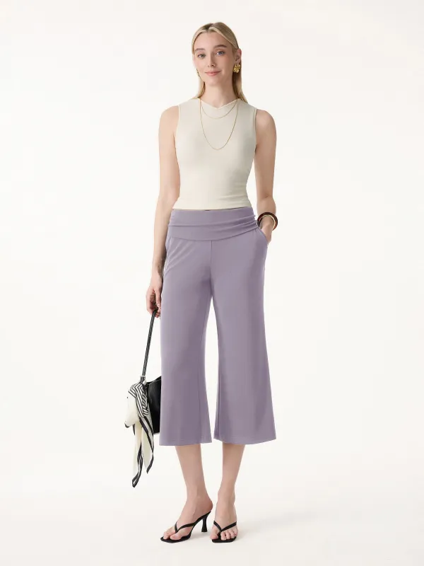 Sandwashed Modal Fold-Down Waist Flared Leg Pants made by OGLmove