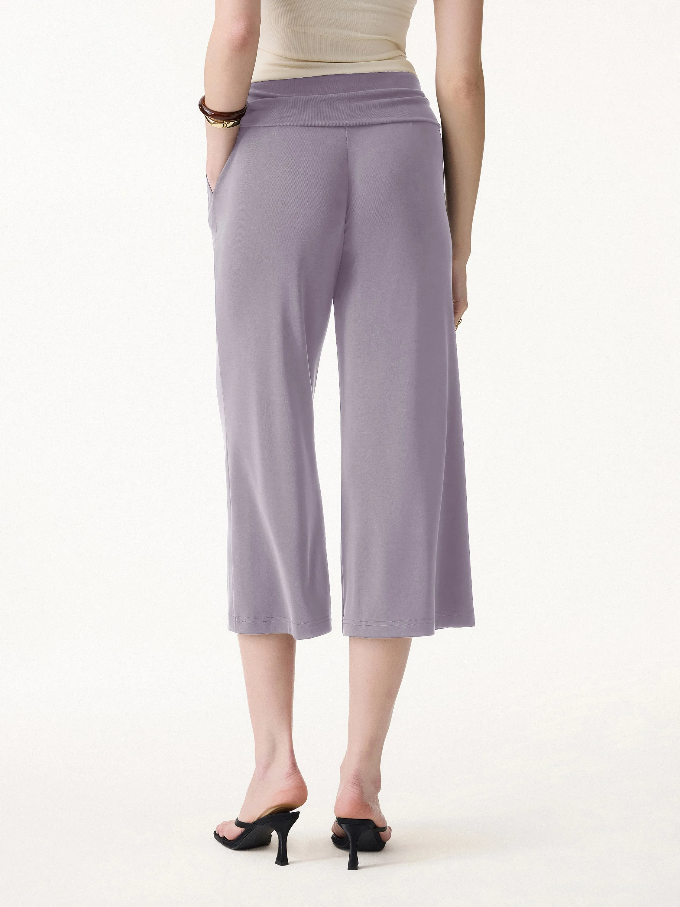 Sandwashed Modal Fold-Down Waist Flared Leg Pants sold by OGLmove product image thumbnail 5