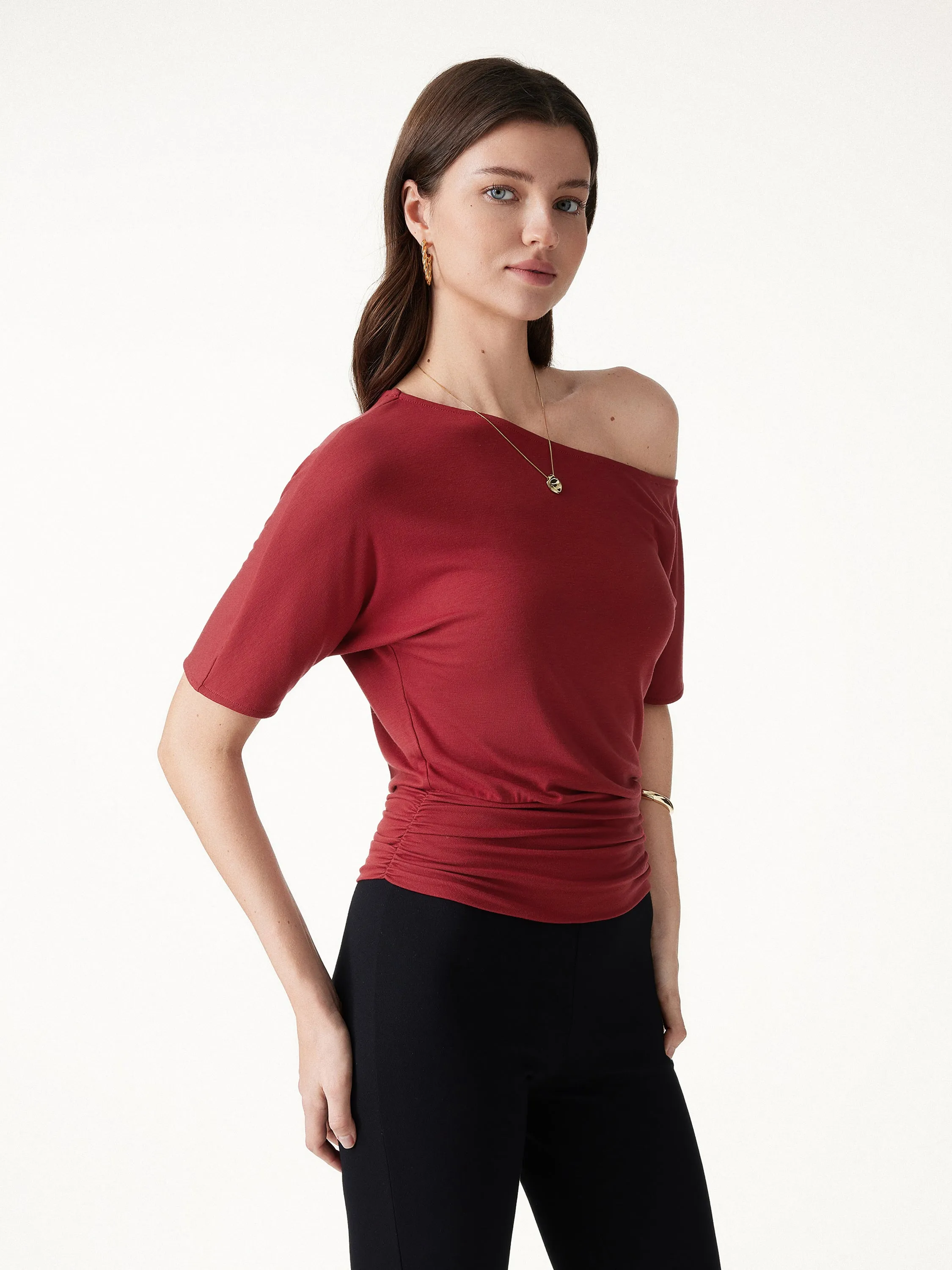 Relaxed Short Sleeve Ruched Top sold by OGLmove product image thumbnail 5