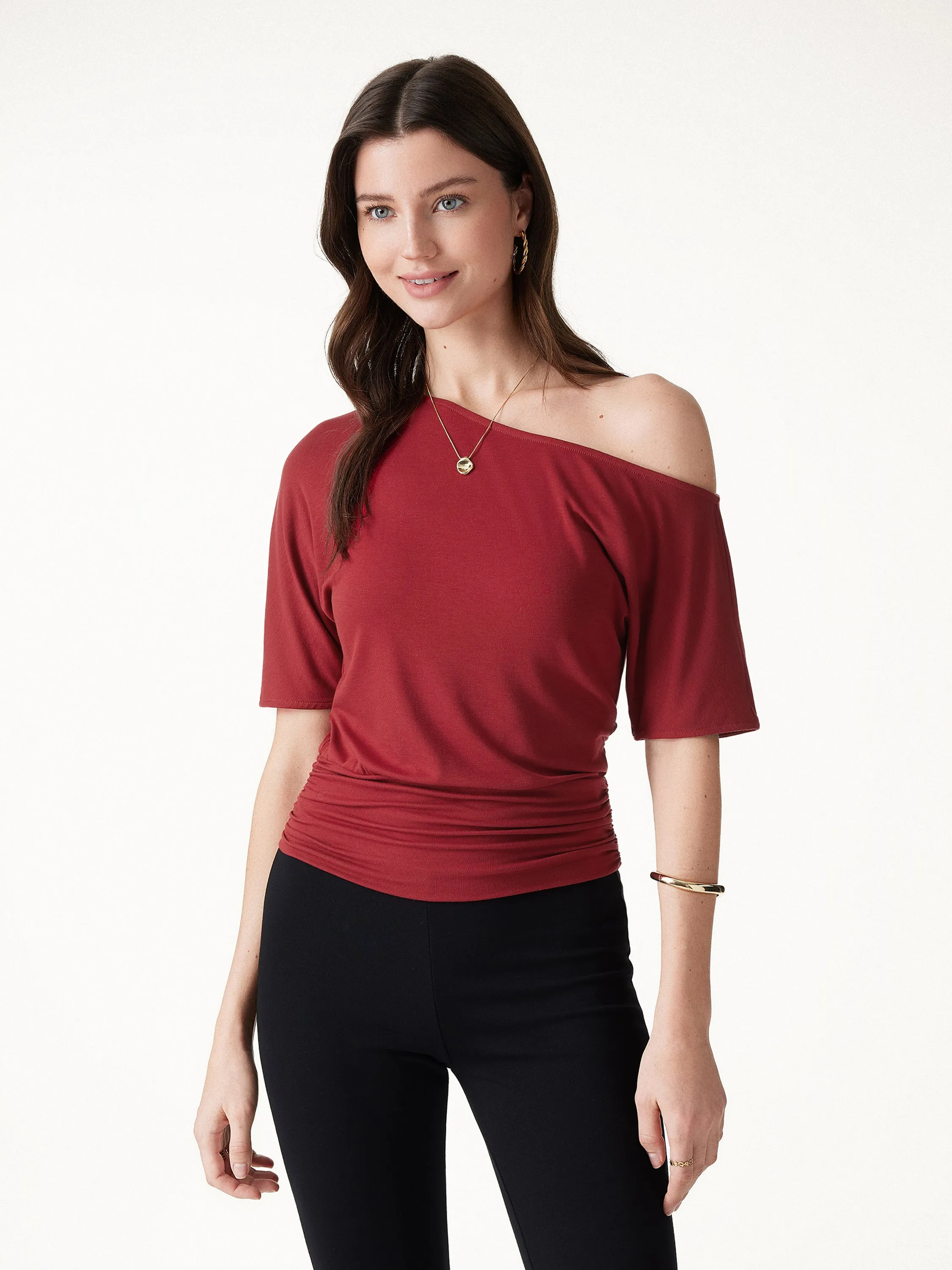 Relaxed Short Sleeve Ruched Top sold by OGLmove