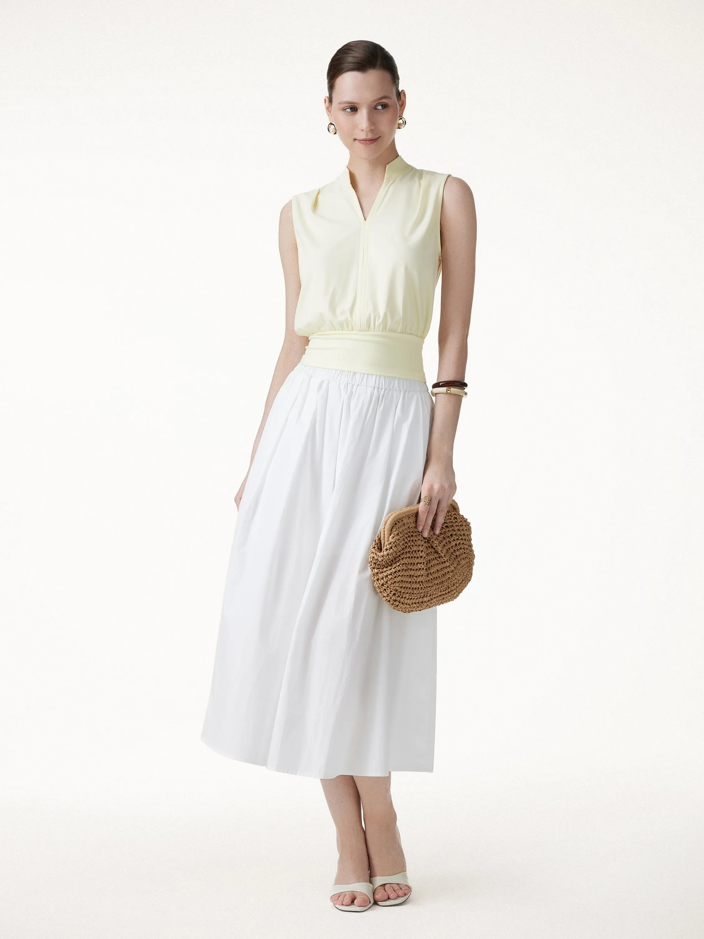 Cotton-Viscose Stand Collar Sleeveless Top sold by OGLmove product image thumbnail 3