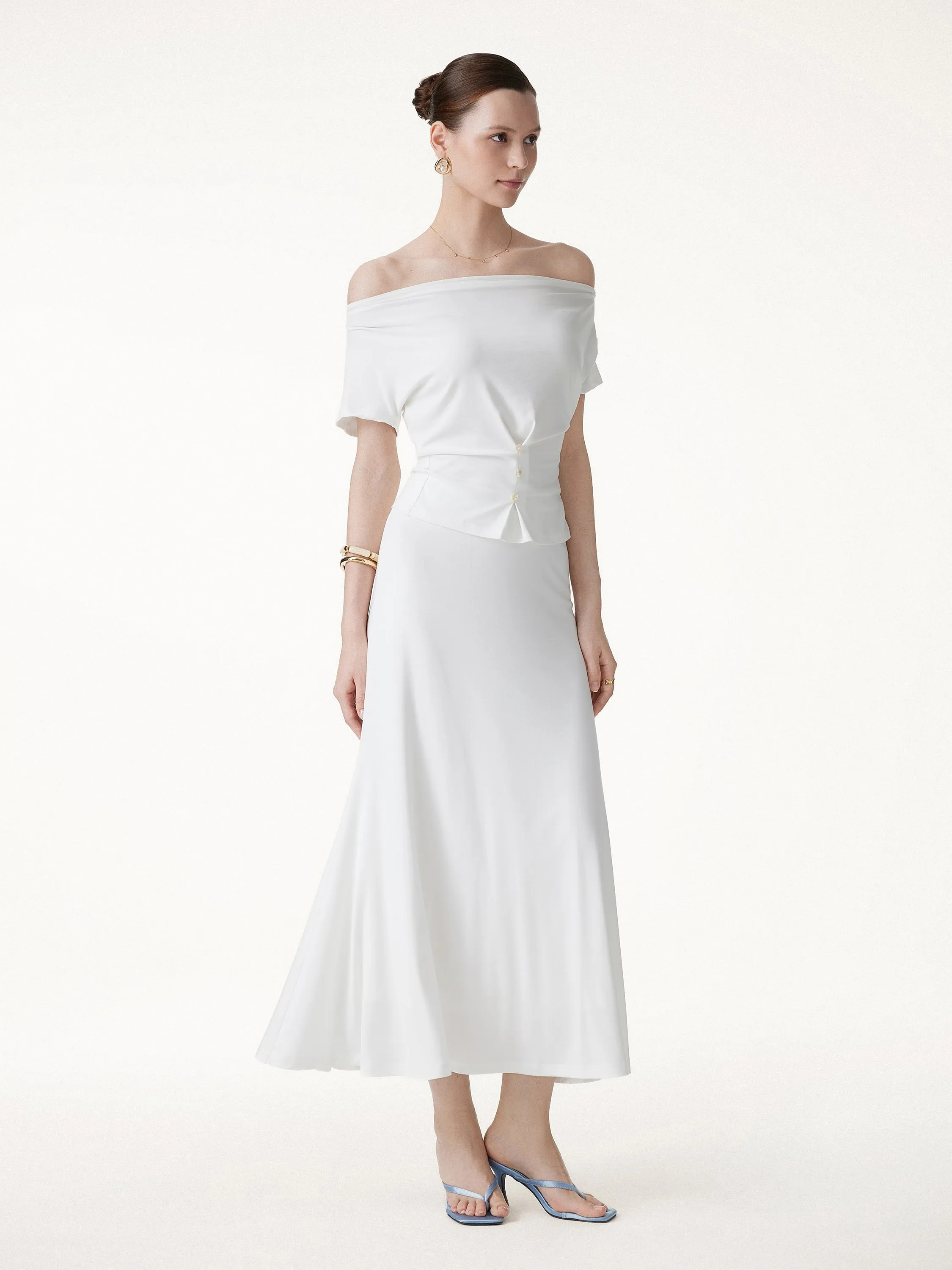 2PCs Set CoolTouch Cap Sleeve Top&Flowy Maxi Flared Skirt sold by OGLmove