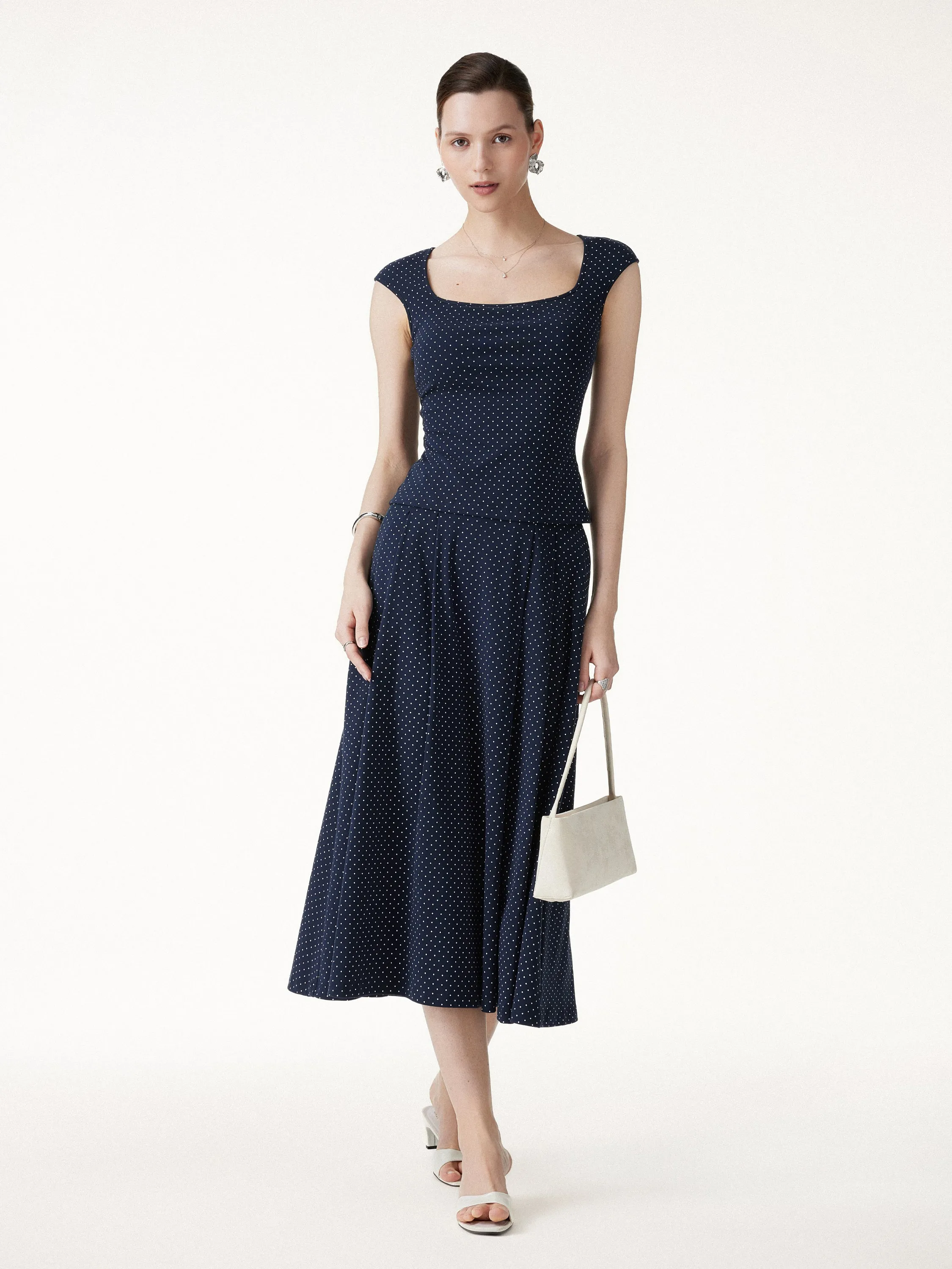 2Pcs Set Square Neck Bra Top & Midi Skirt with Pockets sold by OGLmove product image thumbnail 2