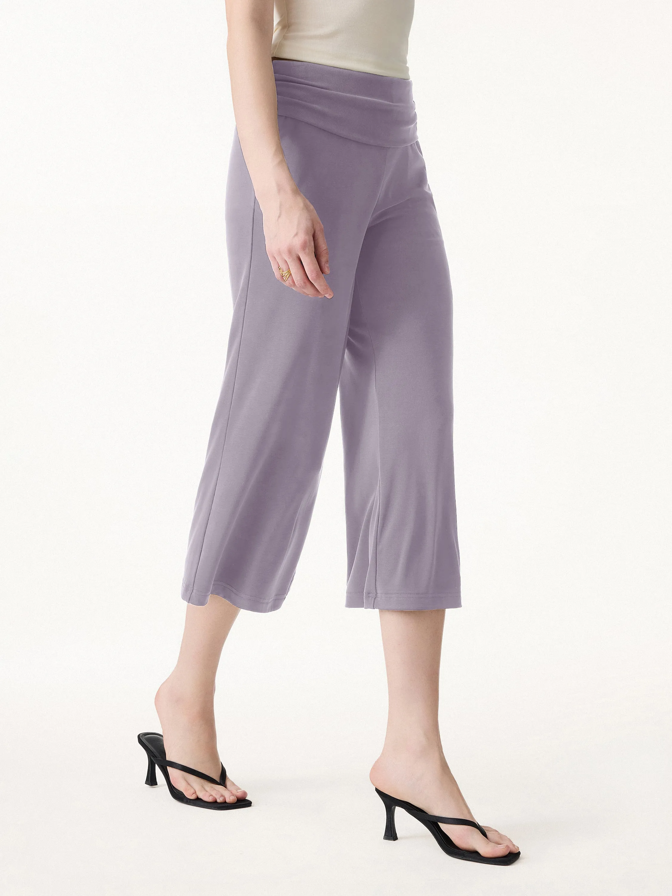 Sandwashed Modal Fold-Down Waist Flared Leg Pants sold by OGLmove product image thumbnail 4