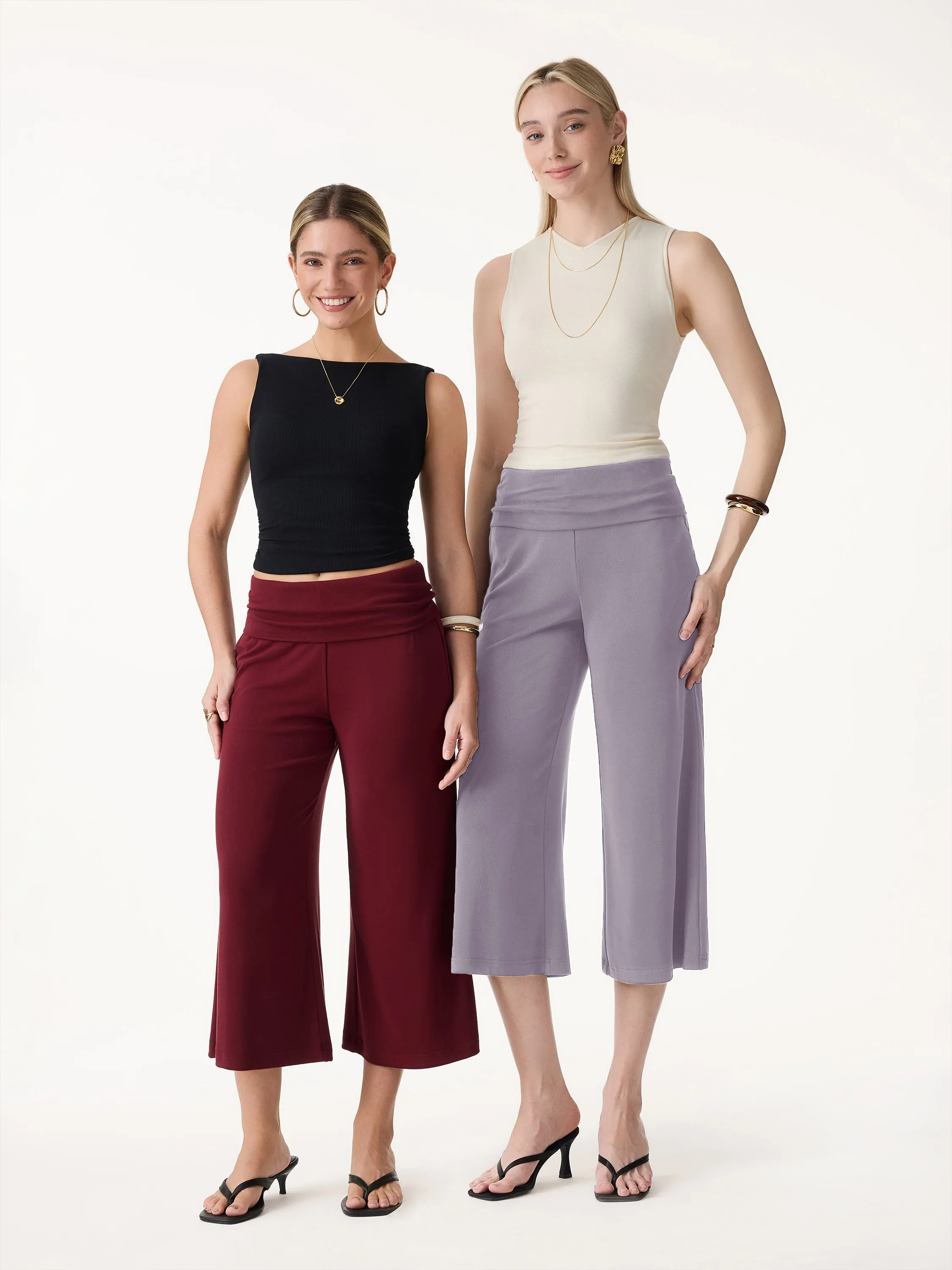 Sandwashed Modal Fold-Down Waist Flared Leg Pants sold by OGLmove product image thumbnail 2