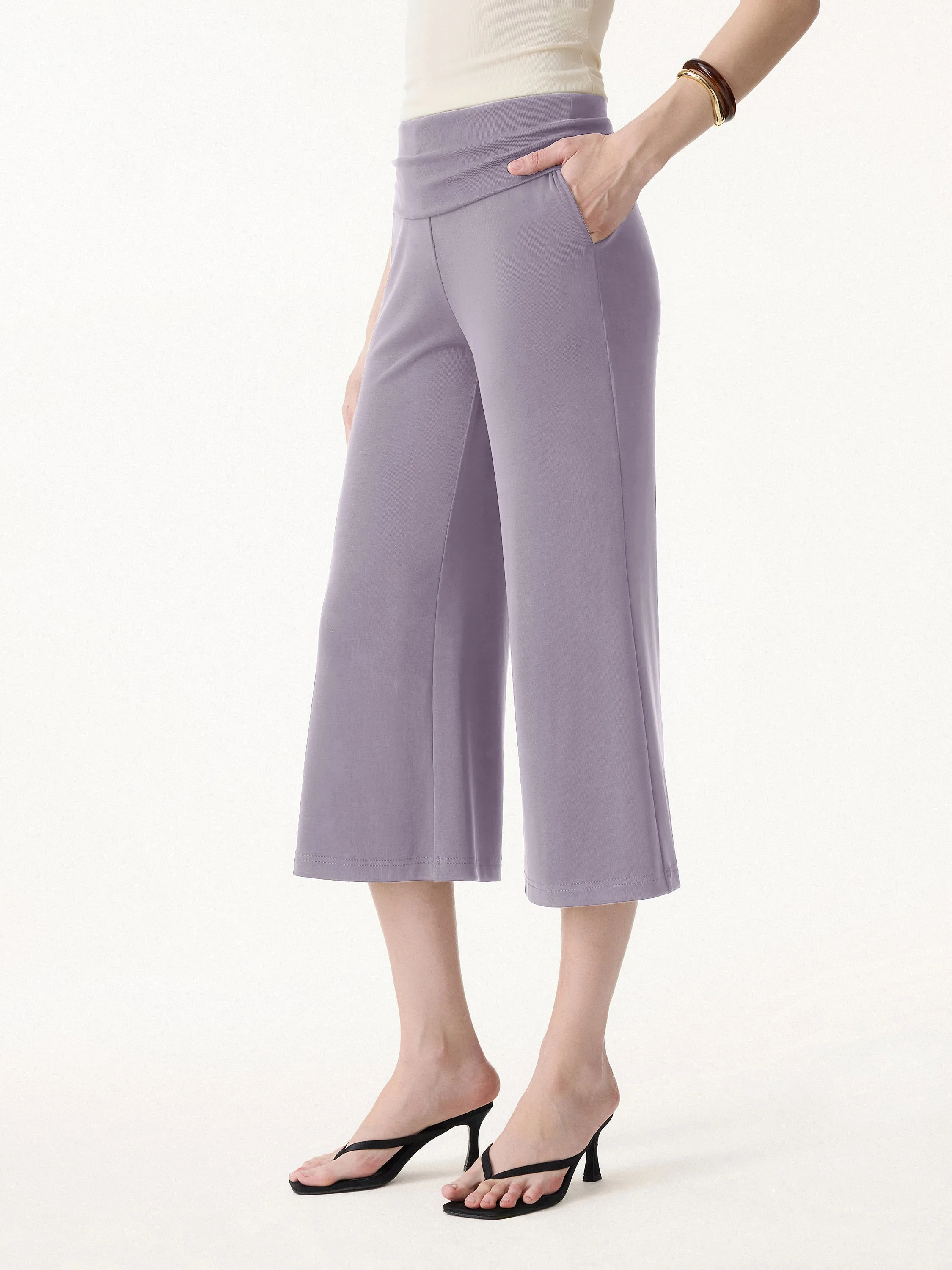 Sandwashed Modal Fold-Down Waist Flared Leg Pants sold by OGLmove product image thumbnail 5