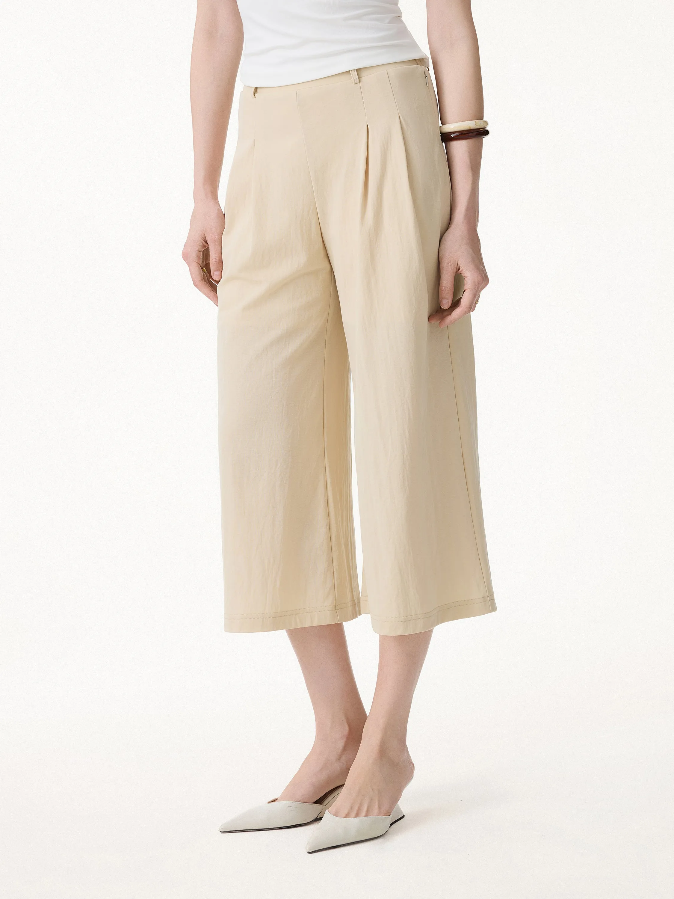 Wrinkle-Resistant Linen-Like Cropped Wide Leg Pants sold by OGLmove product image thumbnail 5