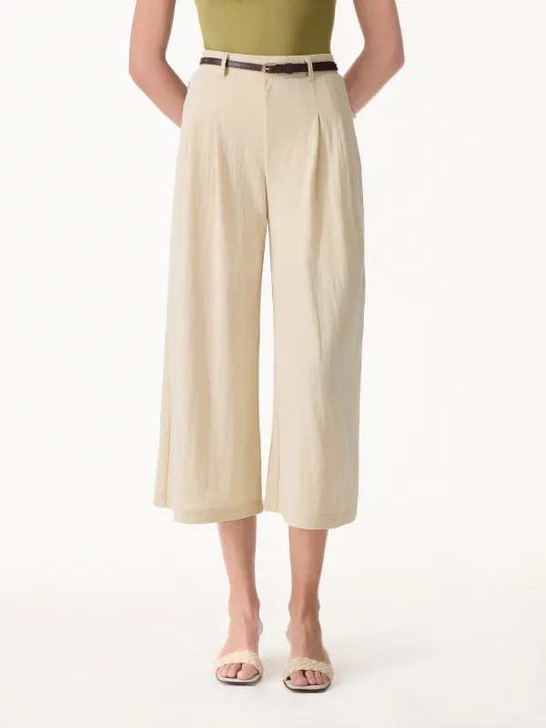 Wrinkle-Resistant Linen-Like Cropped Wide Leg Pants made by OGLmove