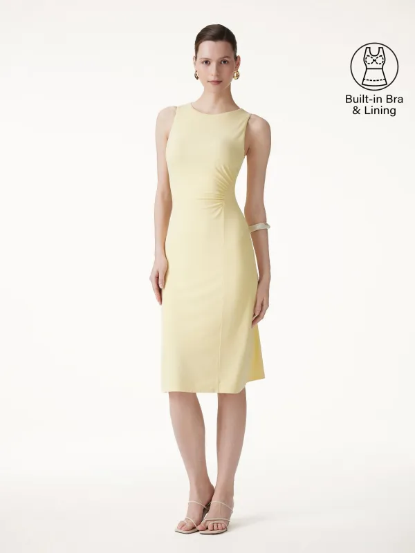 Matte Smooth Gathered Sleeveless Midi Bra Dress made by OGLmove