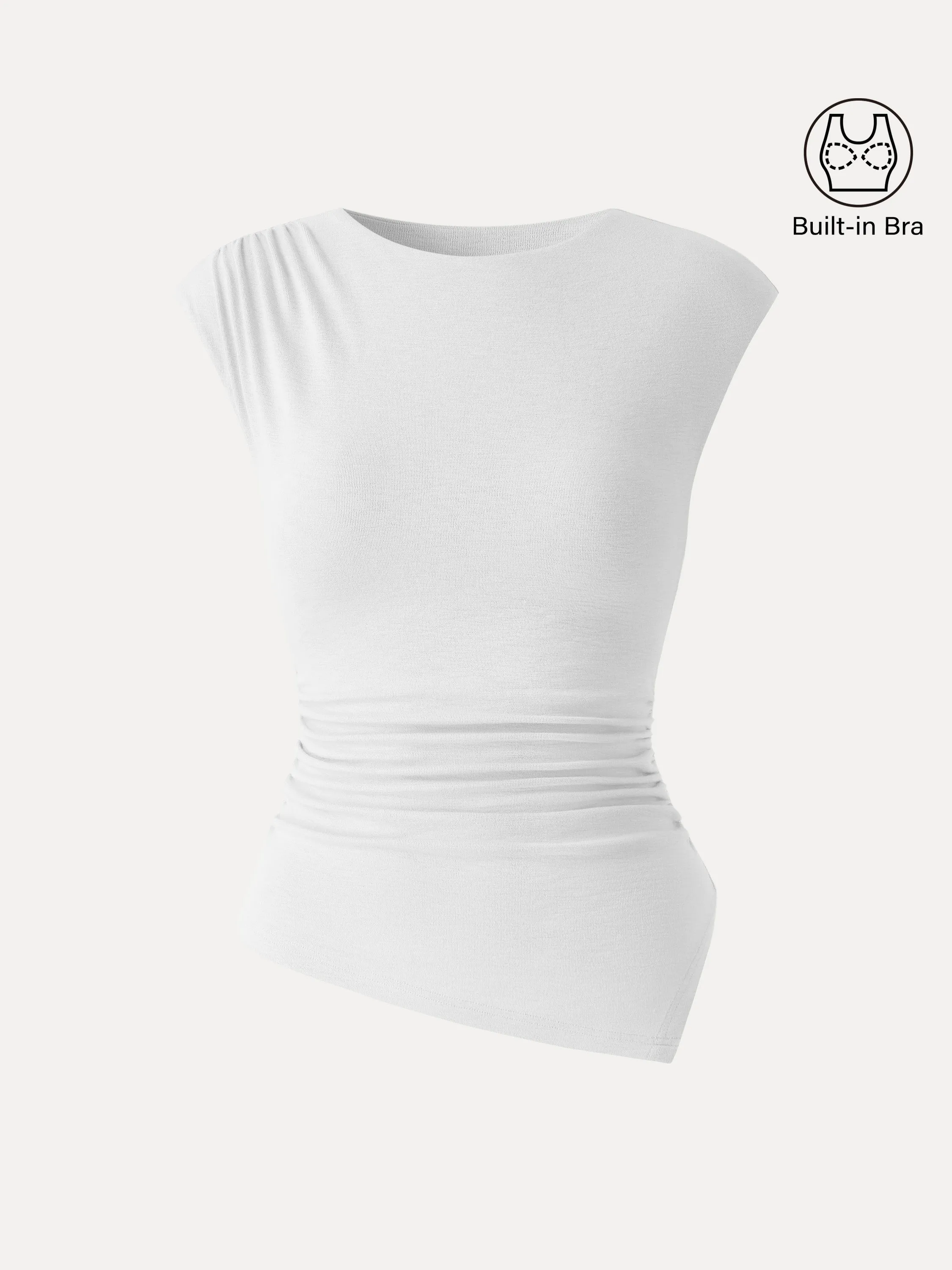 Cap Sleeve Ruched Asymmetrical Bra Top sold by OGLmove product image thumbnail 2