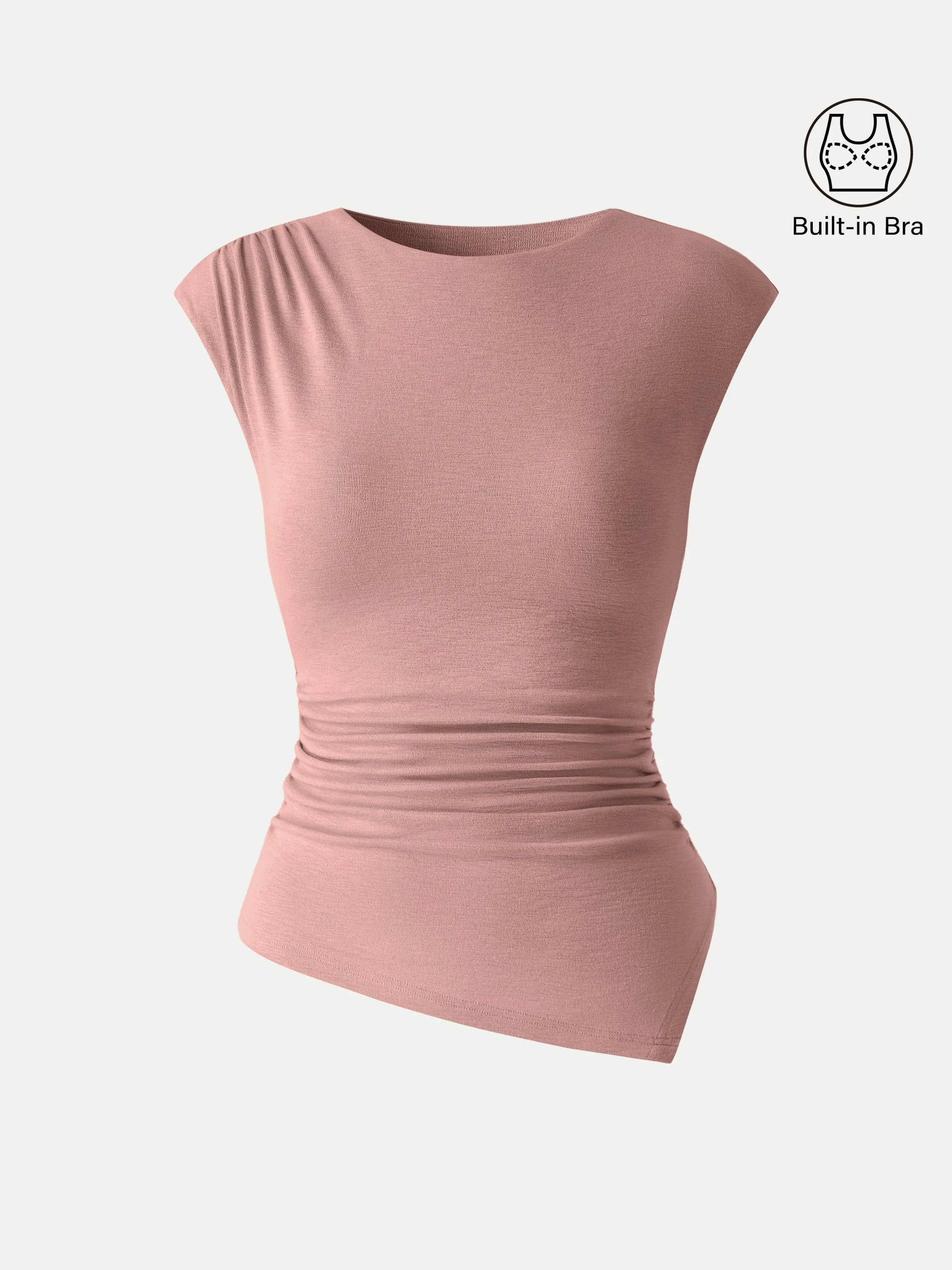 Cap Sleeve Ruched Asymmetrical Bra Top sold by OGLmove