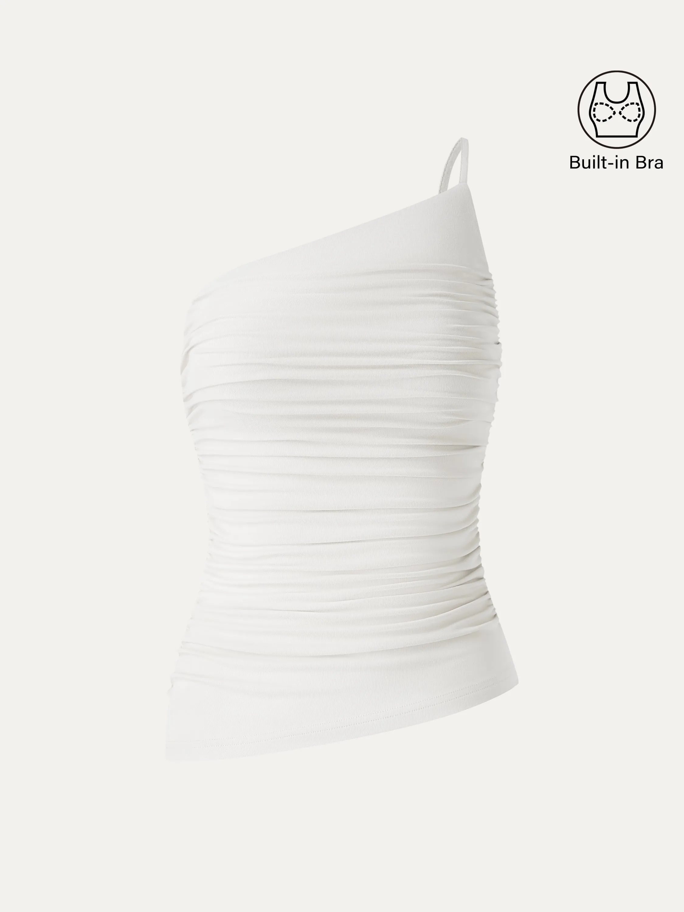 Ruched One Shoulder Asymmetrical Bra Top sold by OGLmove