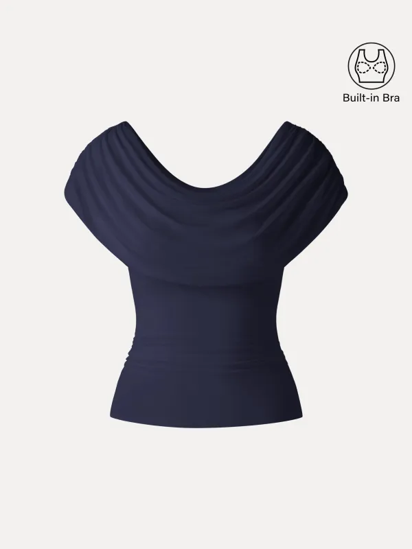 Draped U-Neck Ruched Bra Top made by OGLmove