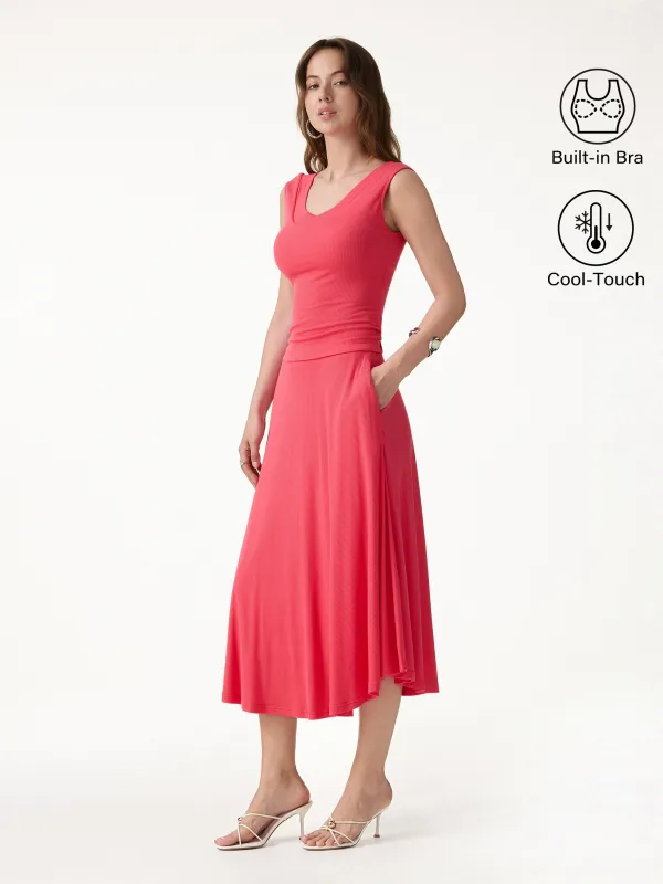 2Pcs Set U-Neck Bra Tank & Midi Skirt with Pockets made by OGLmove