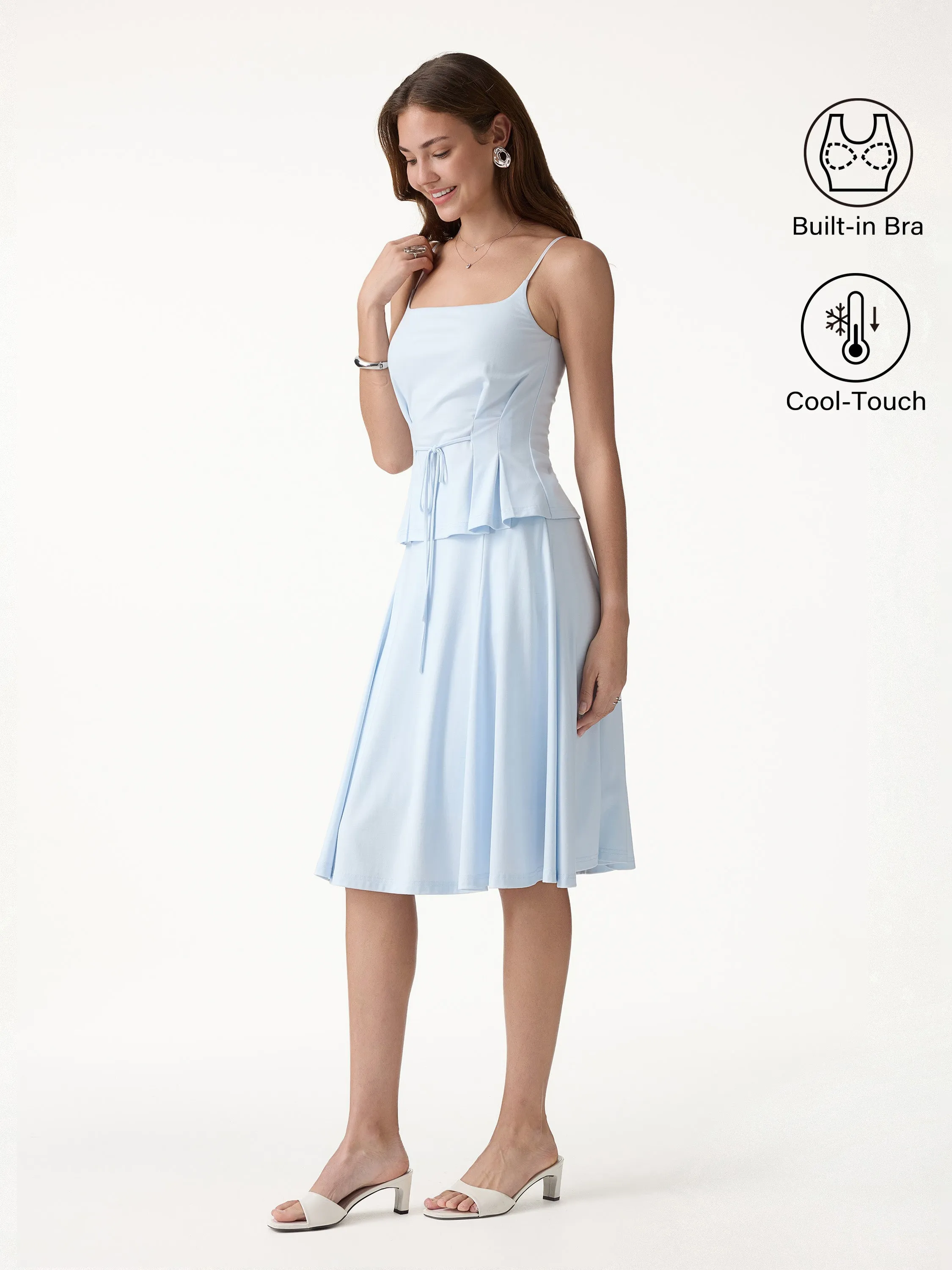2Pcs Set Ponte Spaghetti Brami & Midi Skirt with Pockets sold by OGLmove product image thumbnail 2