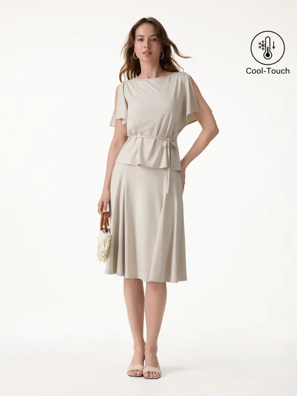 2Pcs Set Relaxed Boatneck Top & Midi Skirt with Pockets made by OGLmove