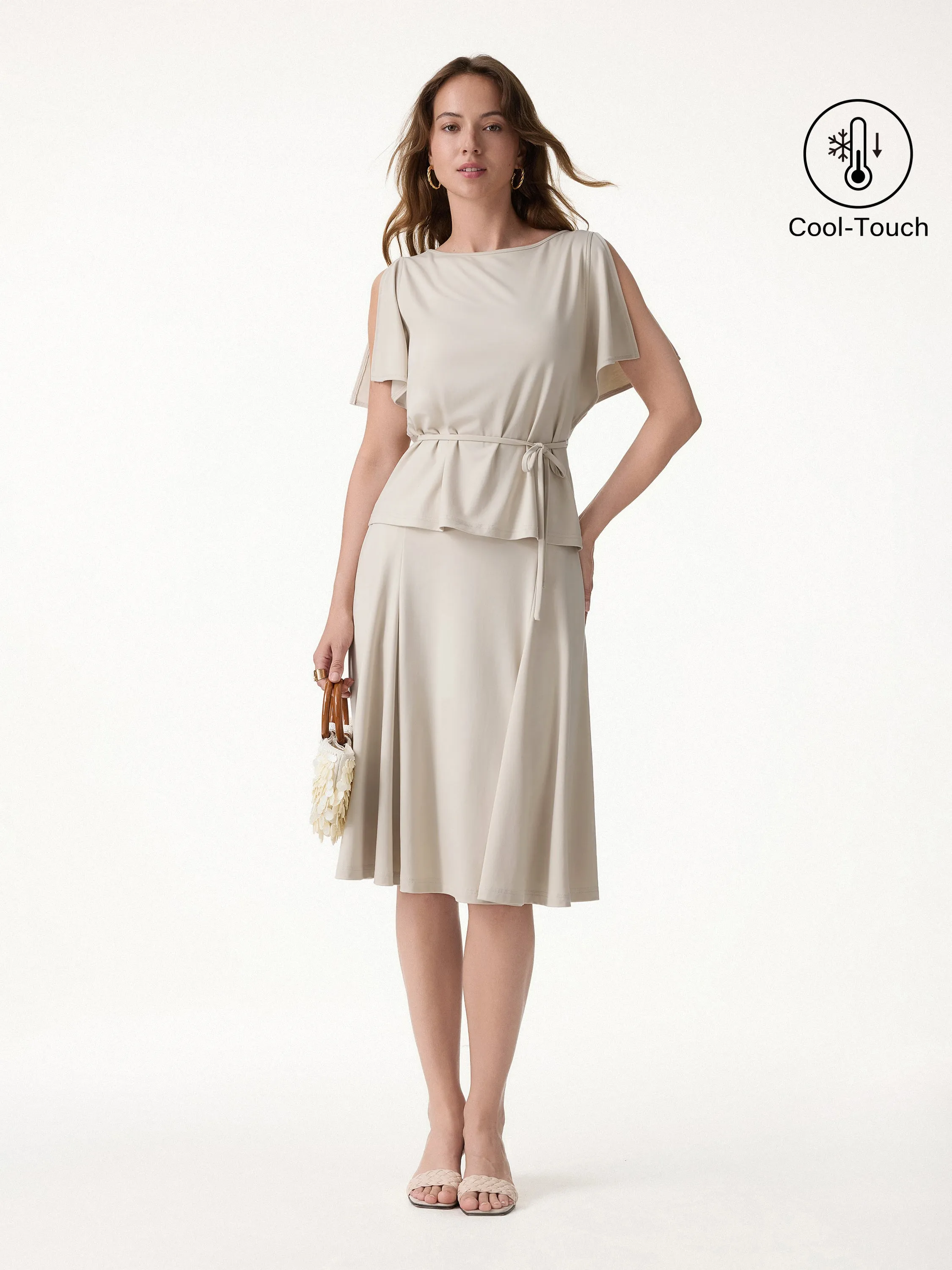 2Pcs Set Relaxed Boatneck Top & Midi Skirt with Pockets sold by OGLmove