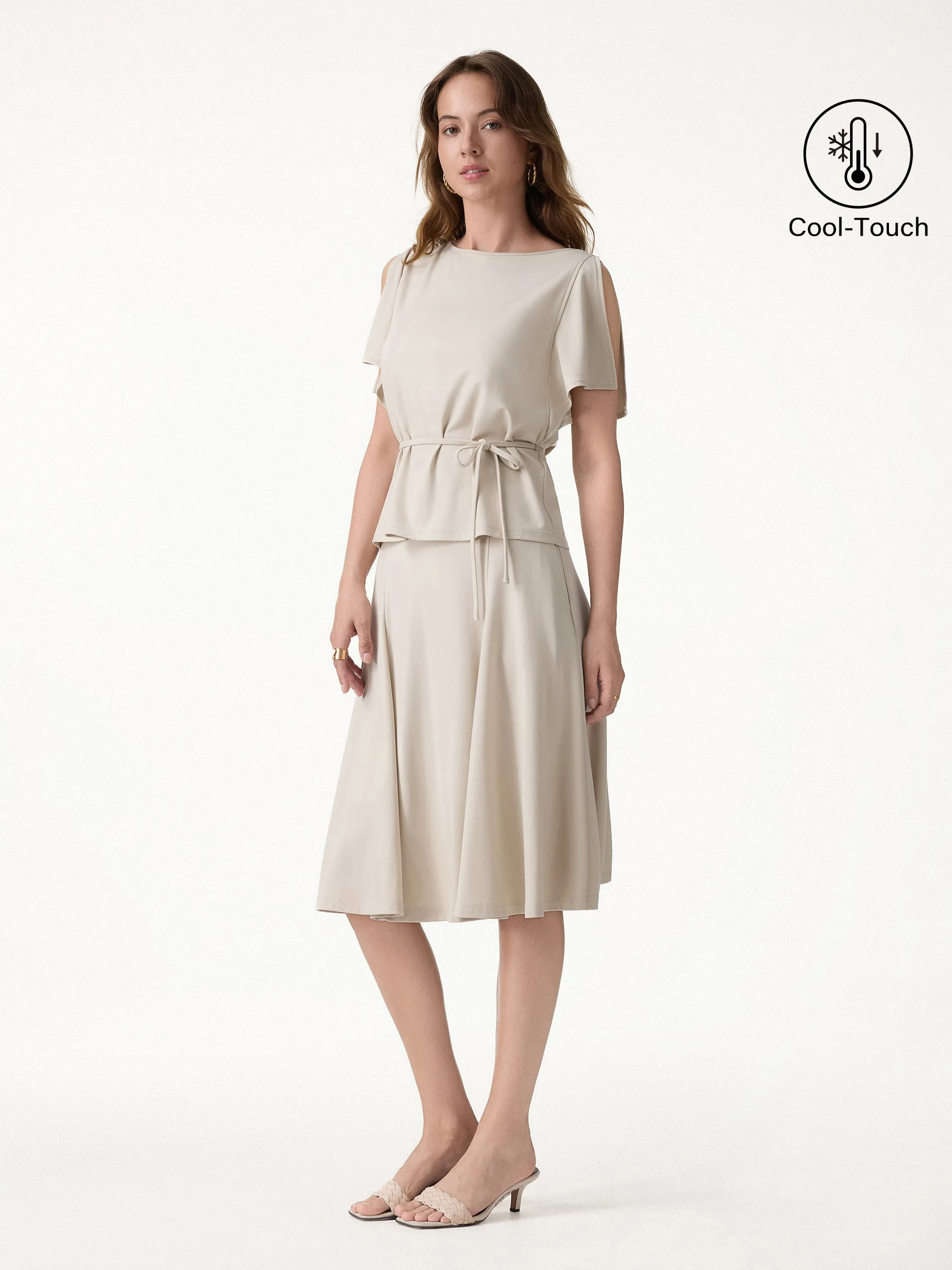 2Pcs Set Relaxed Boatneck Top & Midi Skirt with Pockets sold by OGLmove product image thumbnail 4
