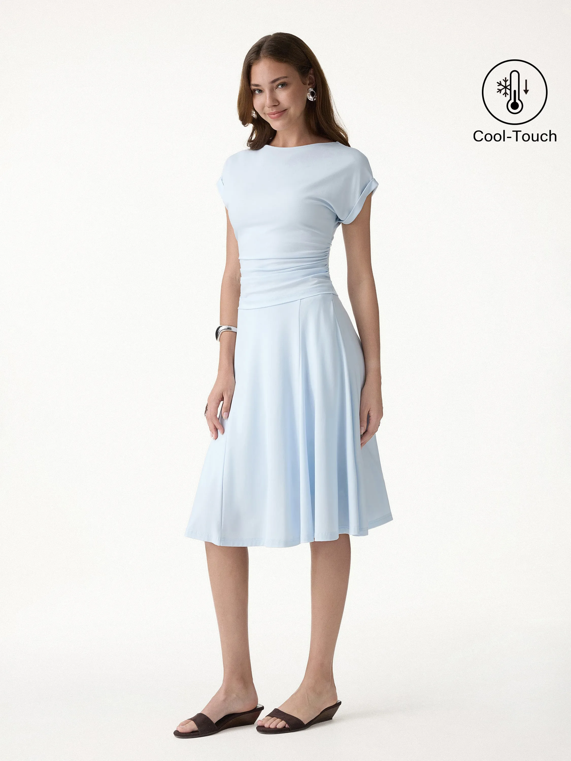 2Pcs Set Round Neck Tee & Midi Skirt with Pockets sold by OGLmove product image thumbnail 2