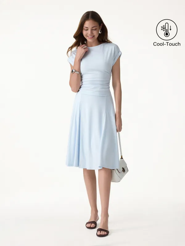 2Pcs Set Round Neck Tee & Midi Skirt with Pockets made by OGLmove