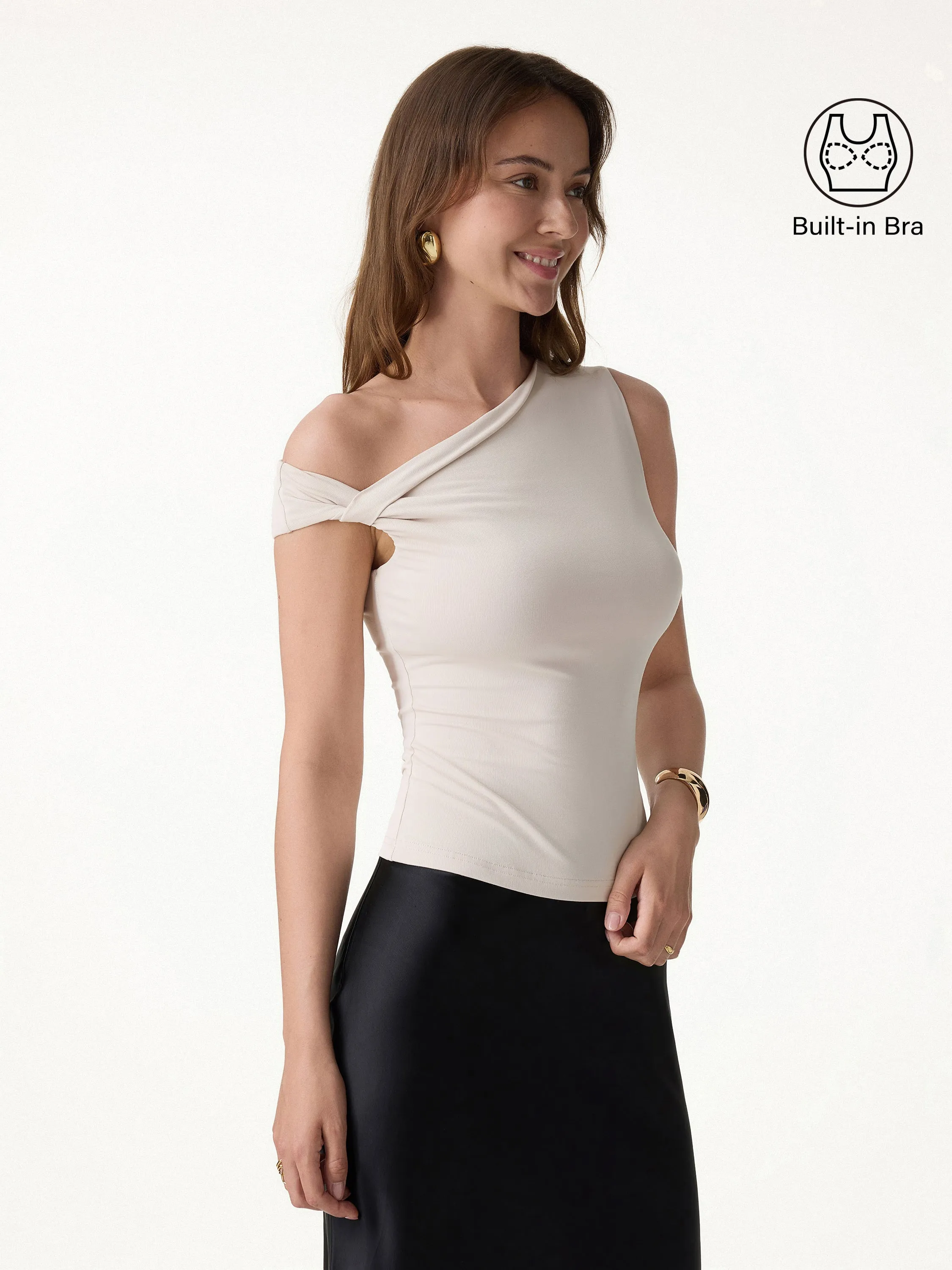 SkinKiss Asymmetrical Shoulder Bra Top sold by OGLmove product image thumbnail 5