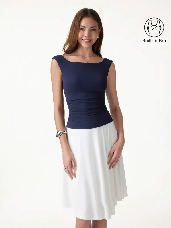 Boatneck Low Back Gathered Bra Top made by OGLmove