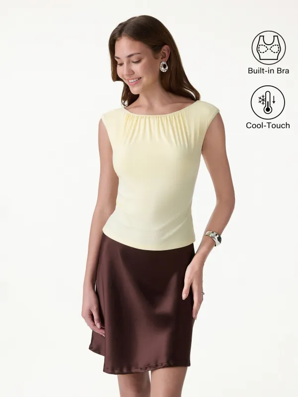 CoolTouch Gathered Boatneck Cap Sleeve Bra Top made by OGLmove