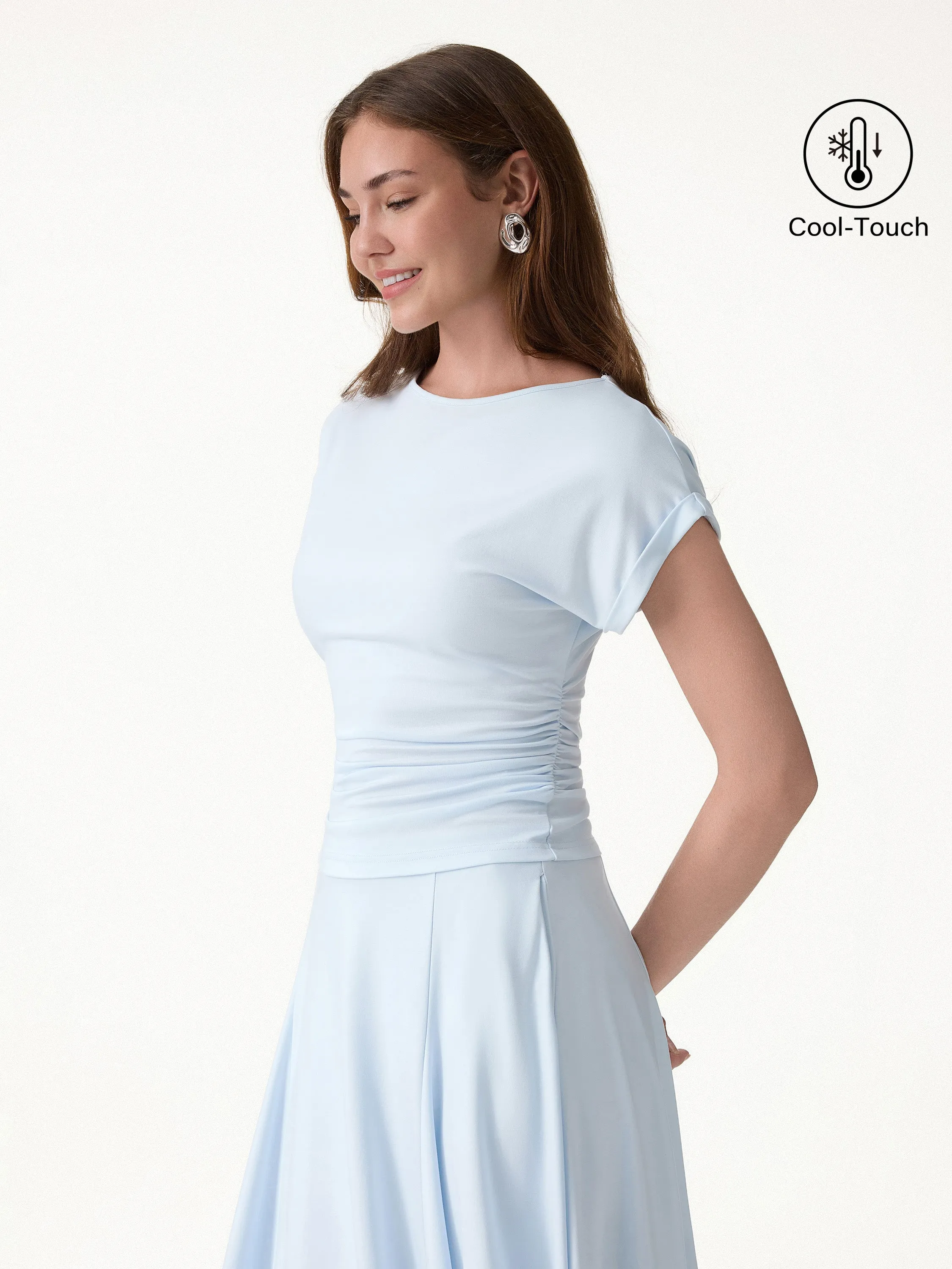 CoolTouch Round Neck Ruched Tee sold by OGLmove
