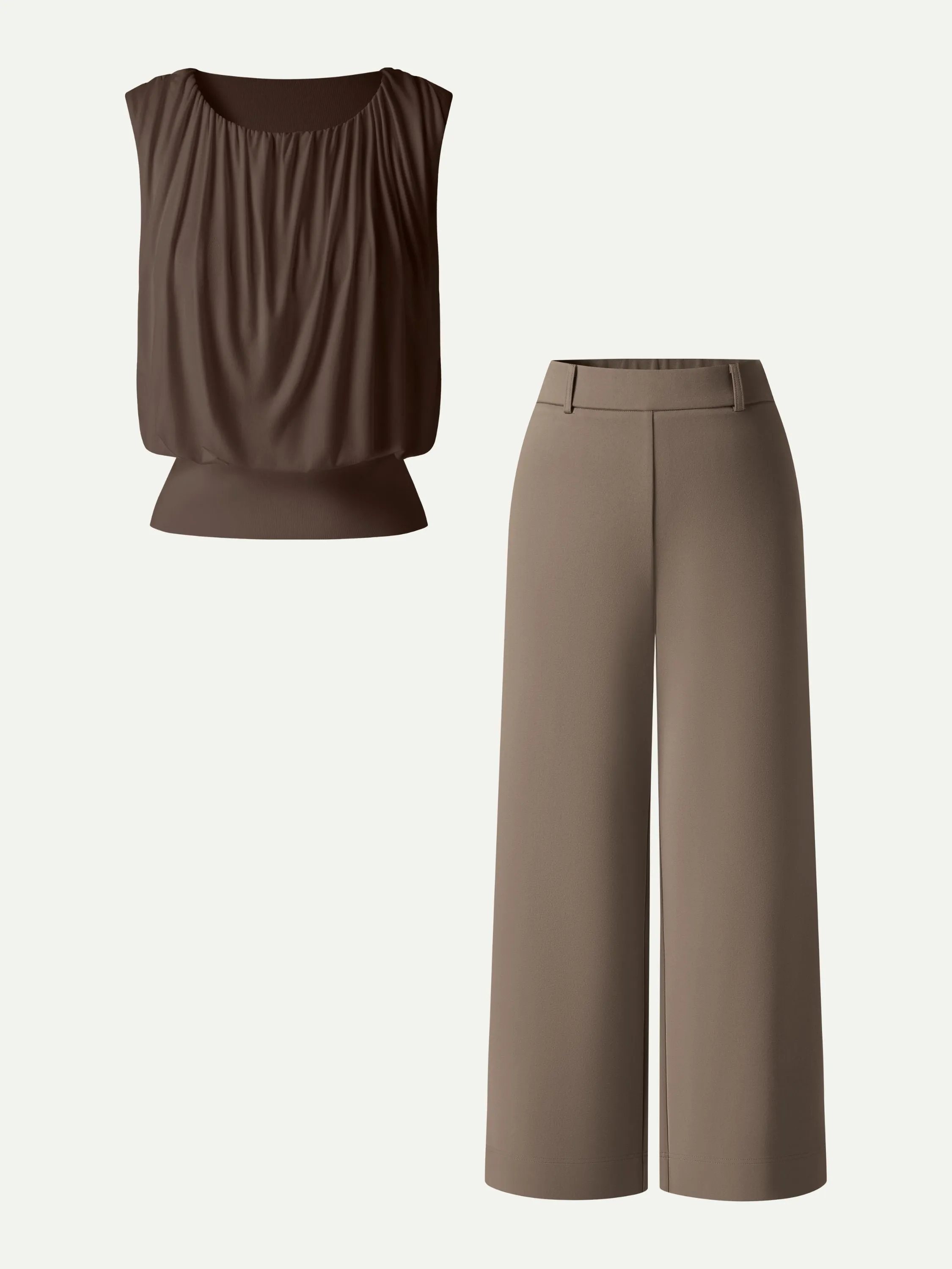 2Pcs Set Gathered Bra Top & Cropped Wide Leg Pants sold by OGLmove product image thumbnail 5