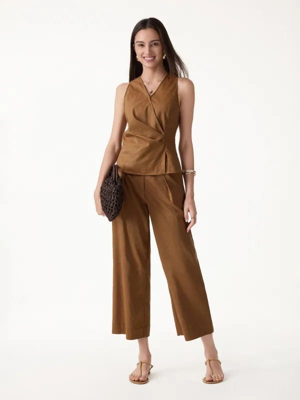 2Pcs Set Top with Side Twist & Cropped Wide Leg Pants made by OGLmove