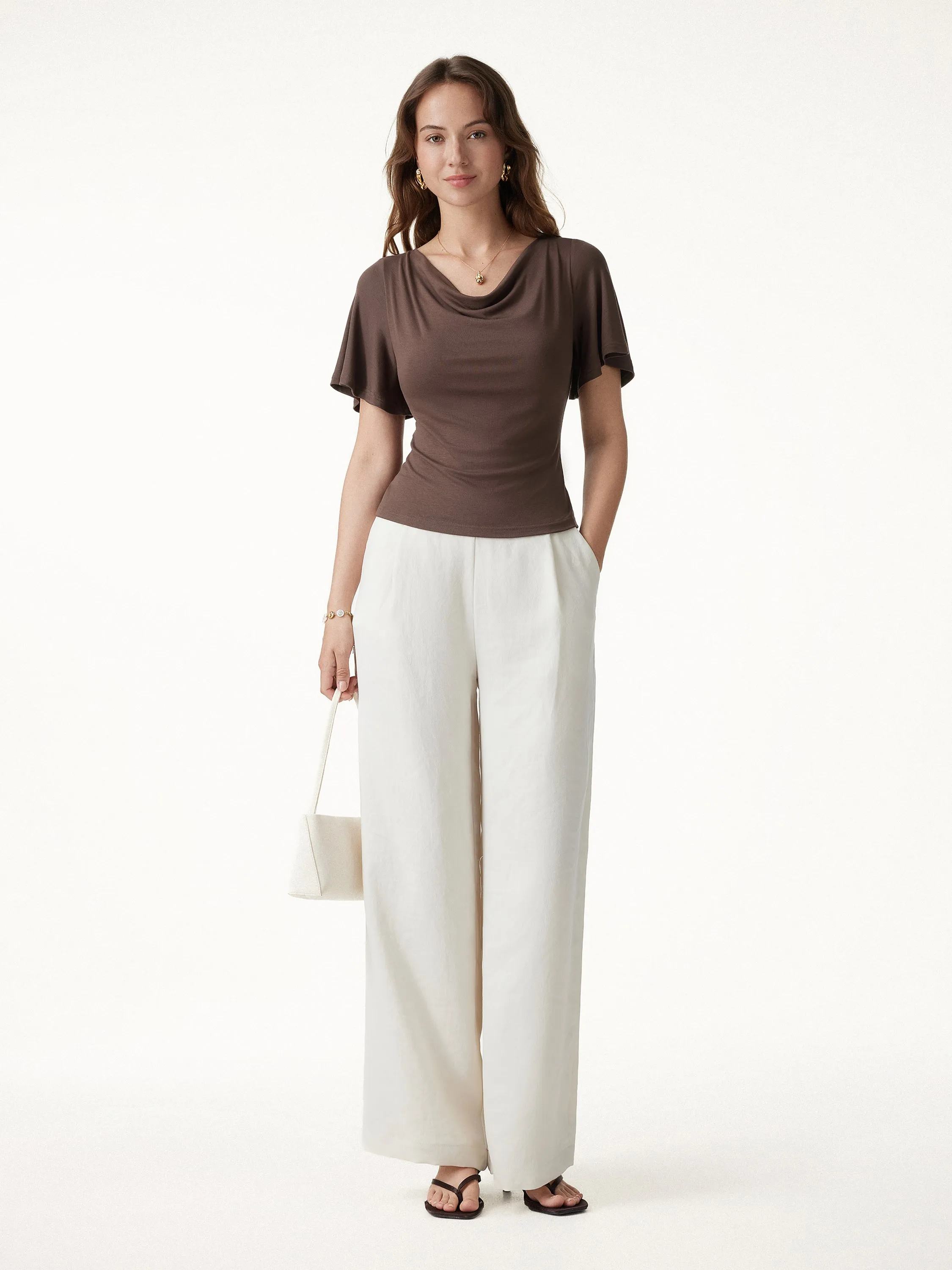 Cowl Neck Flutter Sleeve Bra Top sold by OGLmove product image thumbnail 4
