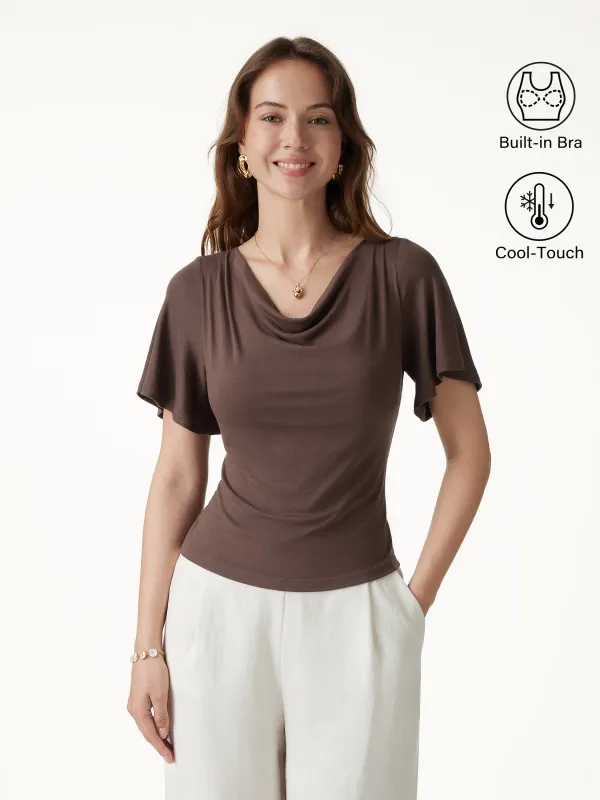 Cowl Neck Flutter Sleeve Bra Top made by OGLmove