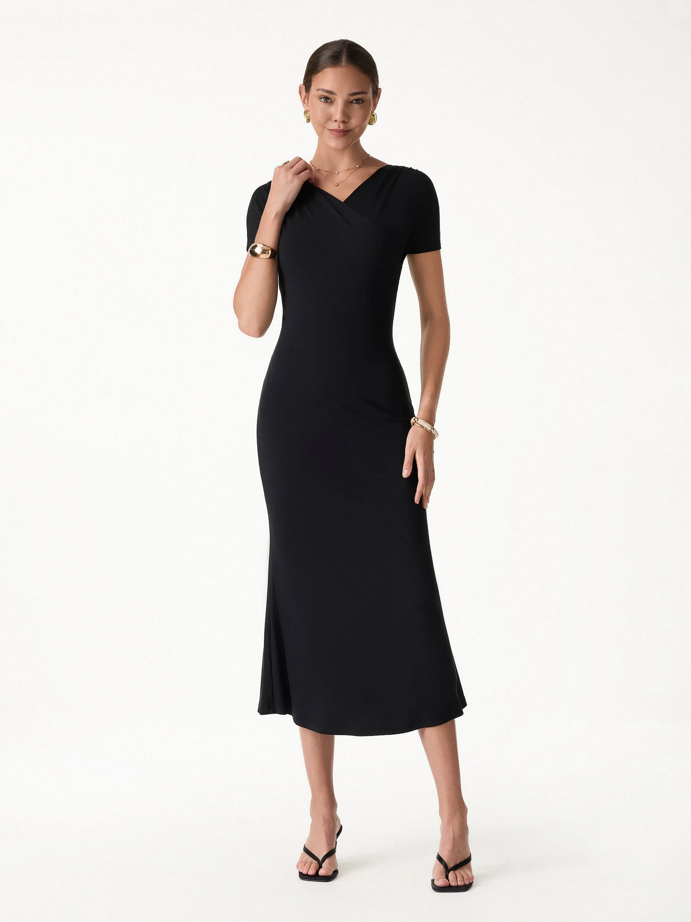 Surplice Short Sleeve Midi Dress sold by OGLmove product image thumbnail 5