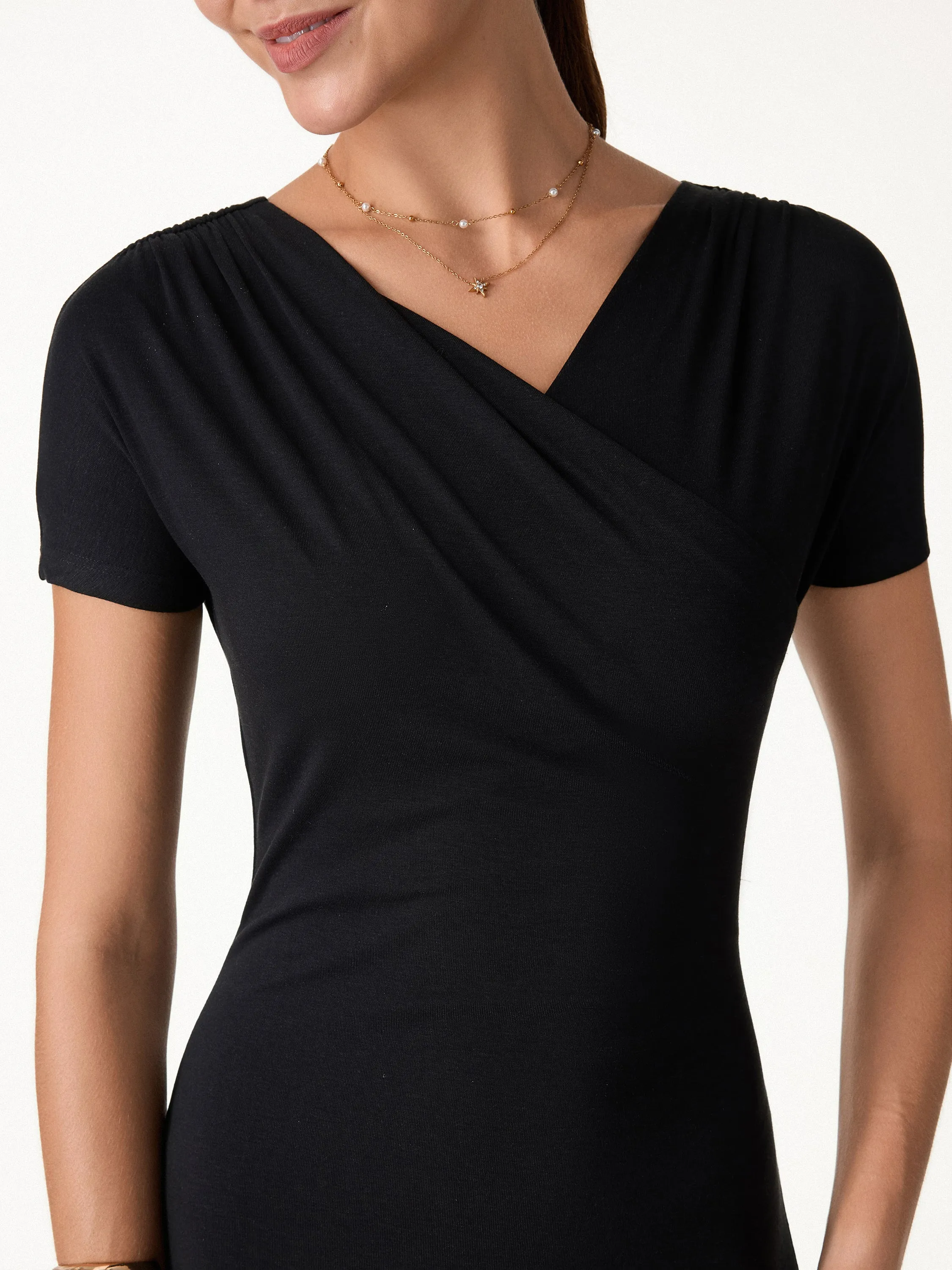 Surplice Short Sleeve Midi Dress sold by OGLmove product image thumbnail 2