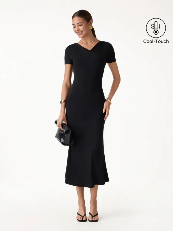 Surplice Short Sleeve Midi Dress made by OGLmove