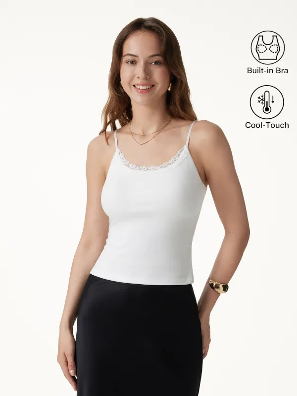 Lace Trim Scoop Neck Spaghetti Bra Top made by OGLmove