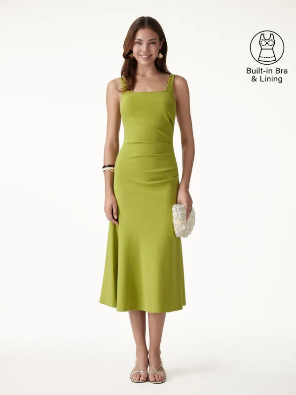 Square Neck Tucked Open Back Bra Dress made by OGLmove