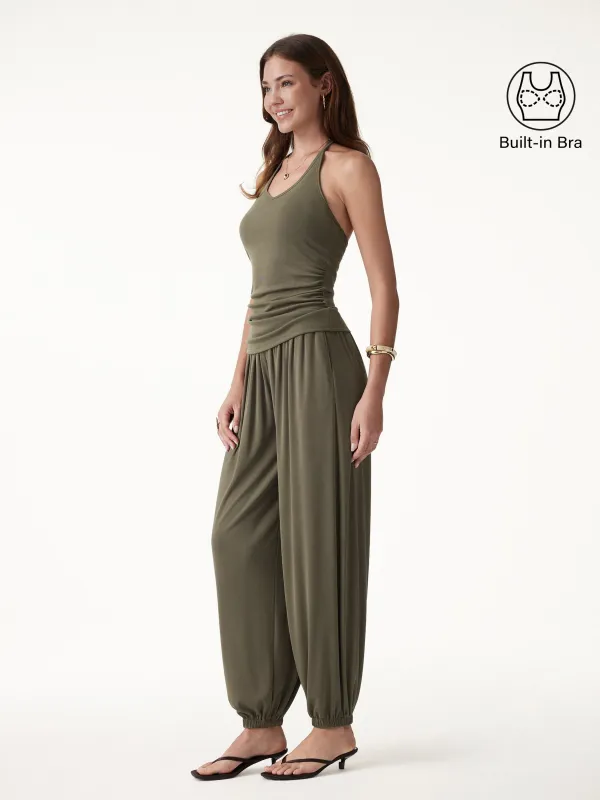 2Pcs Set Open Back Bra Top & Balloon Pants with Pockets made by OGLmove