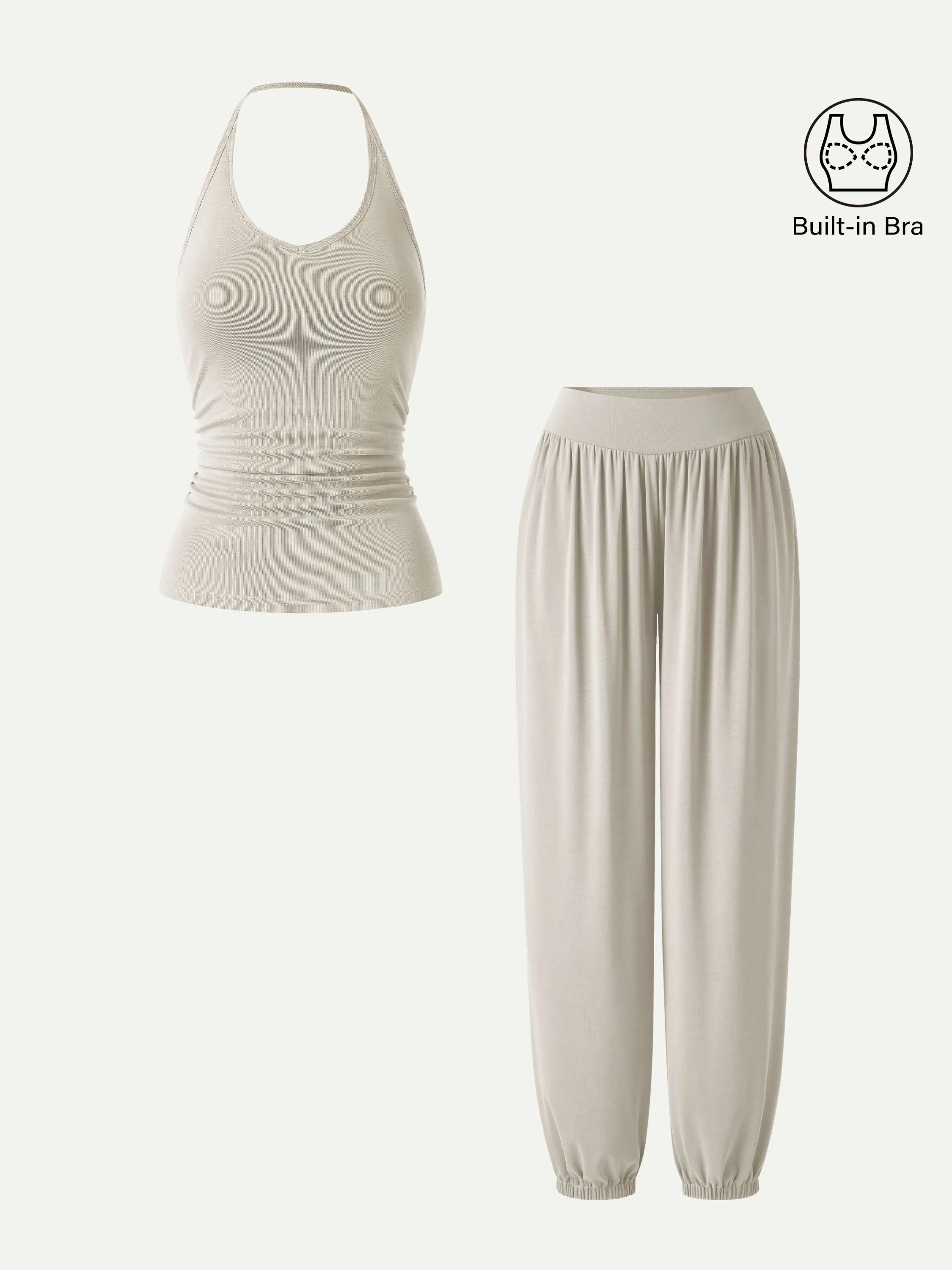 2Pcs Set Open Back Bra Top & Balloon Pants with Pockets sold by OGLmove product image thumbnail 5