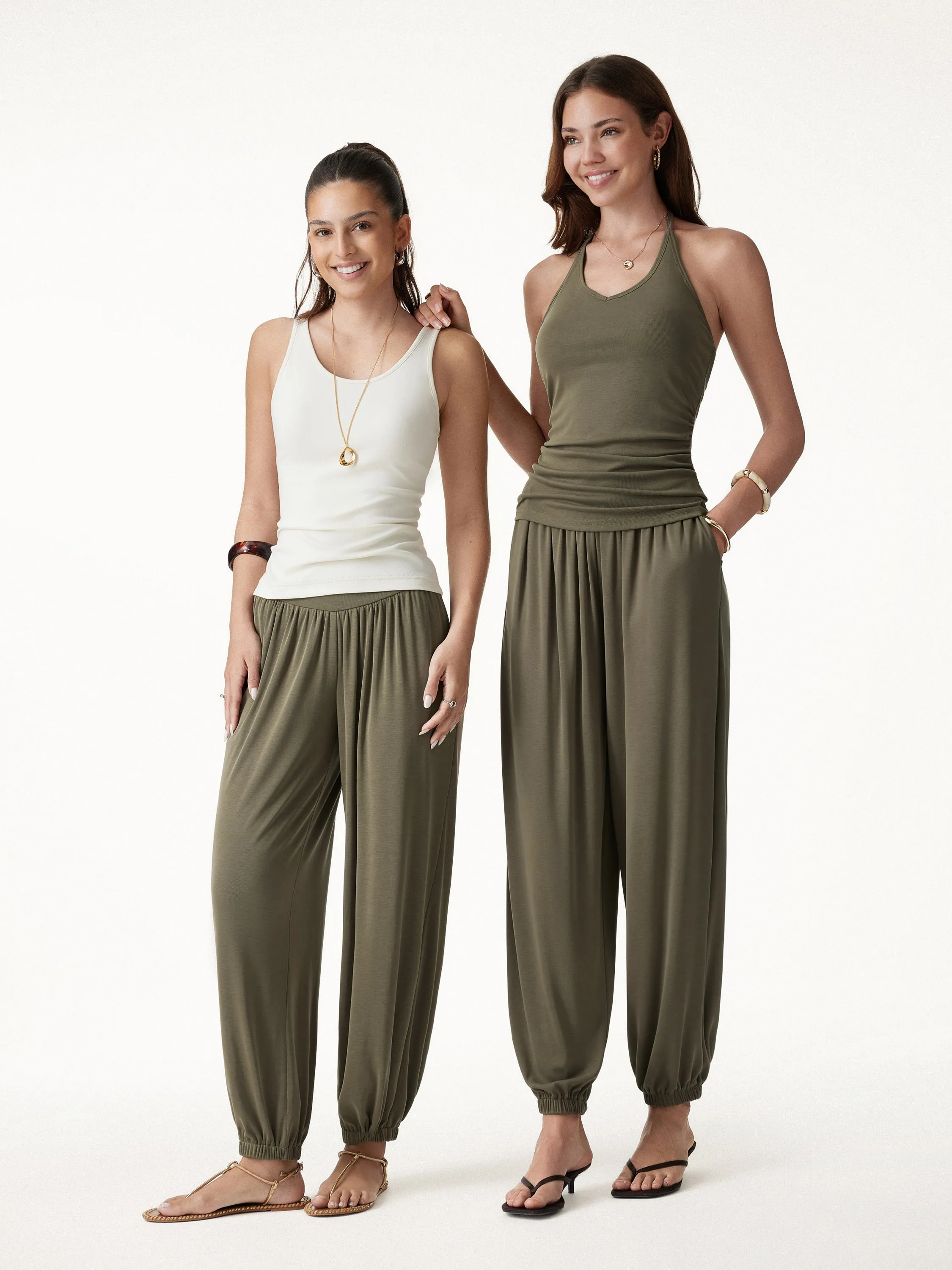 Sandwashed Modal Ultra-Soft High Rise Balloon Pants with Pockets sold by OGLmove product image thumbnail 2