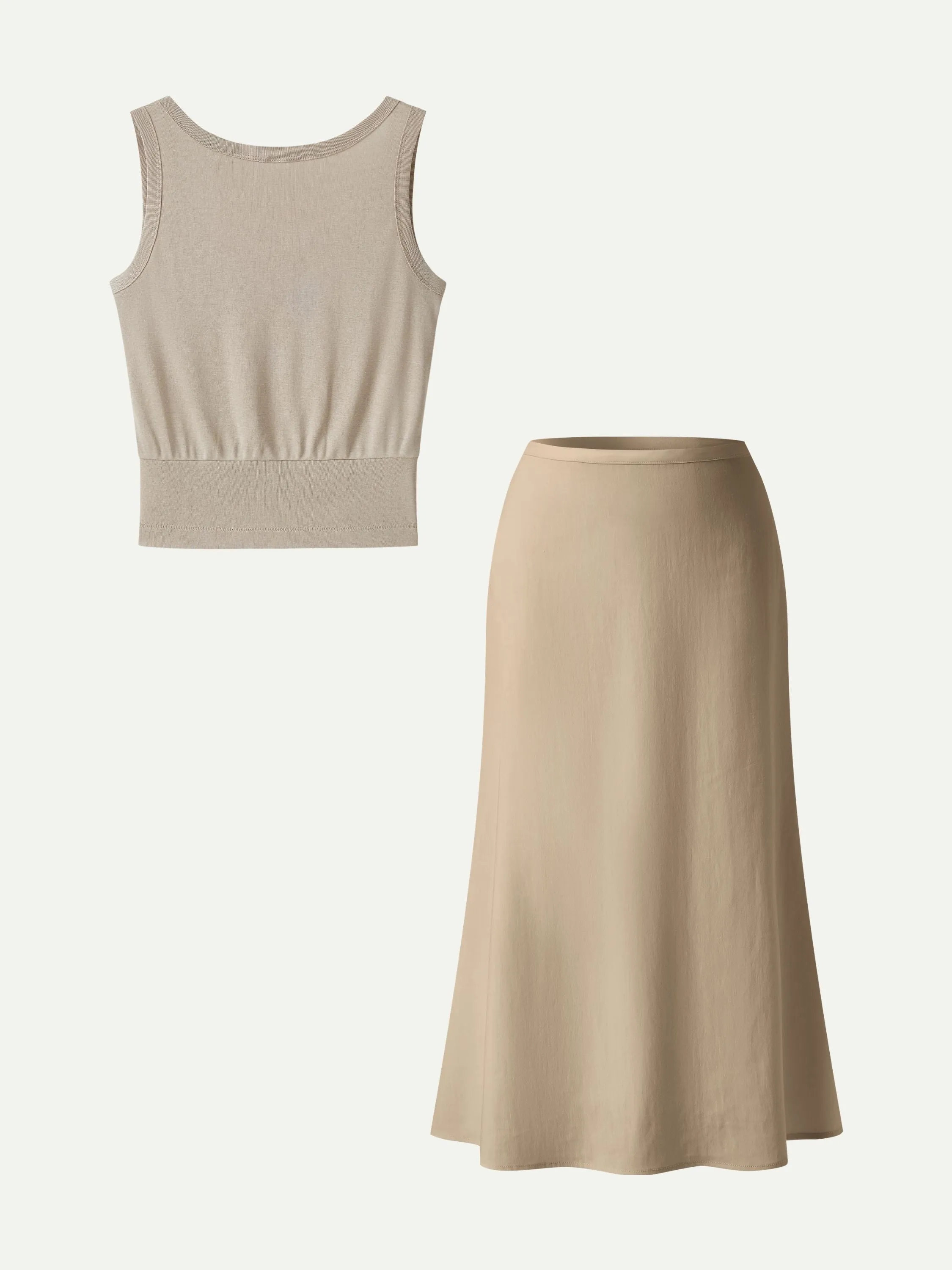 2Pcs Set Reversible Boatneck Top & Maxi Flared Pull-On Skirt sold by OGLmove product image thumbnail 3